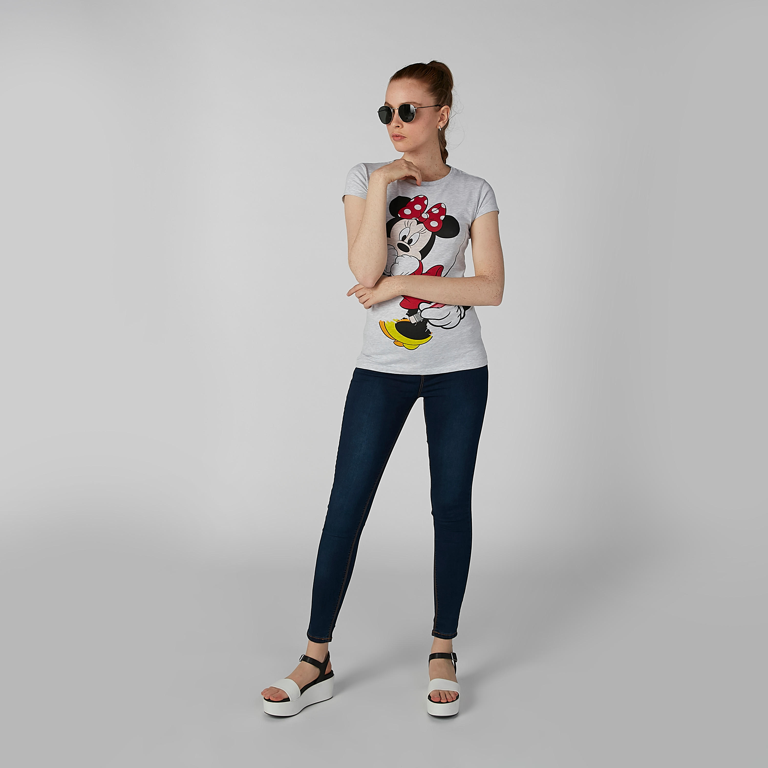 تيشيرت مستدام بقصّة سليم وأكمام كاب وطبعات ميني ماوس -women-clothing-tshirts-image-1