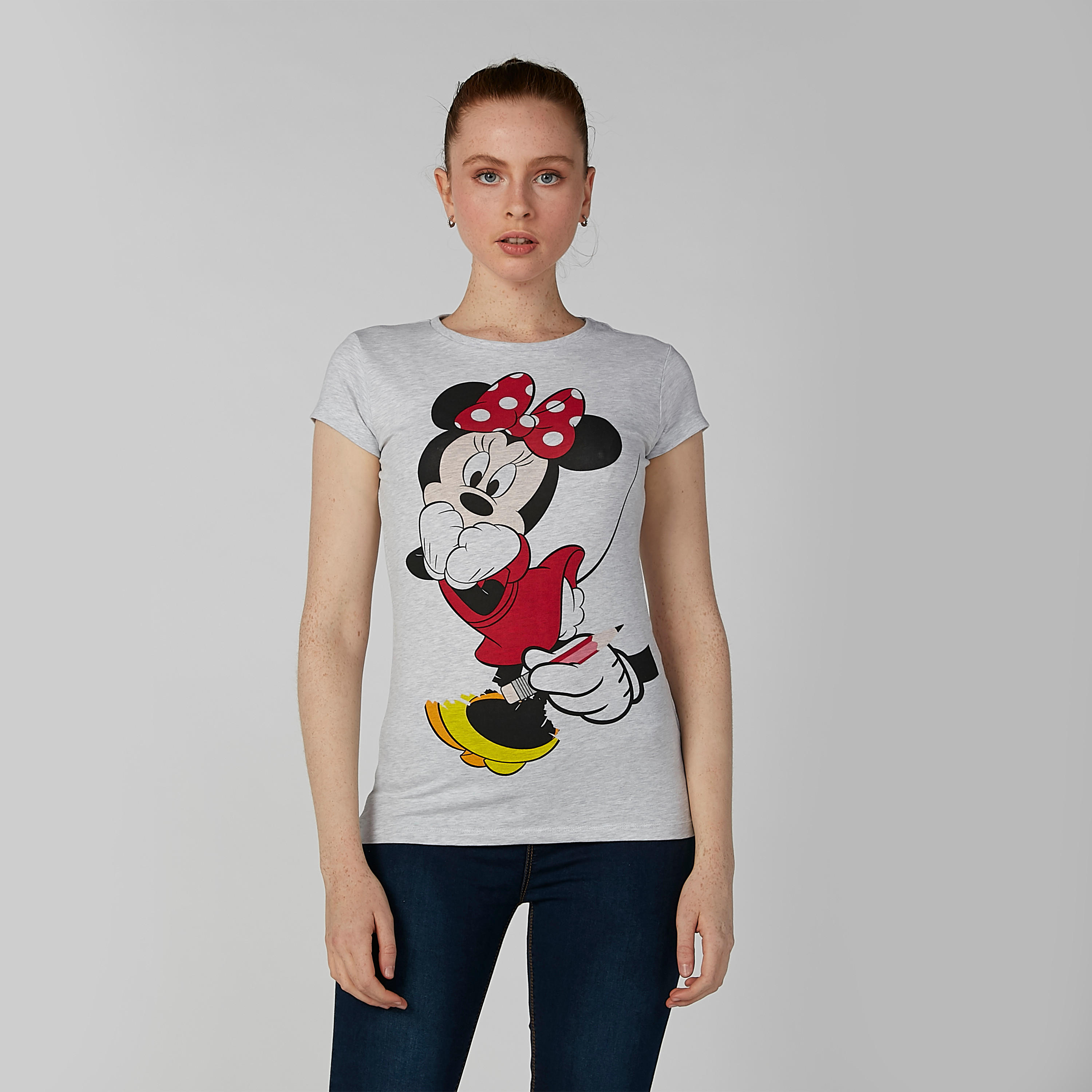 Sustainable Slim Fit Minnie Mouse Printed T-shirt with Cap Sleeves-women-clothing-tshirts-image-2