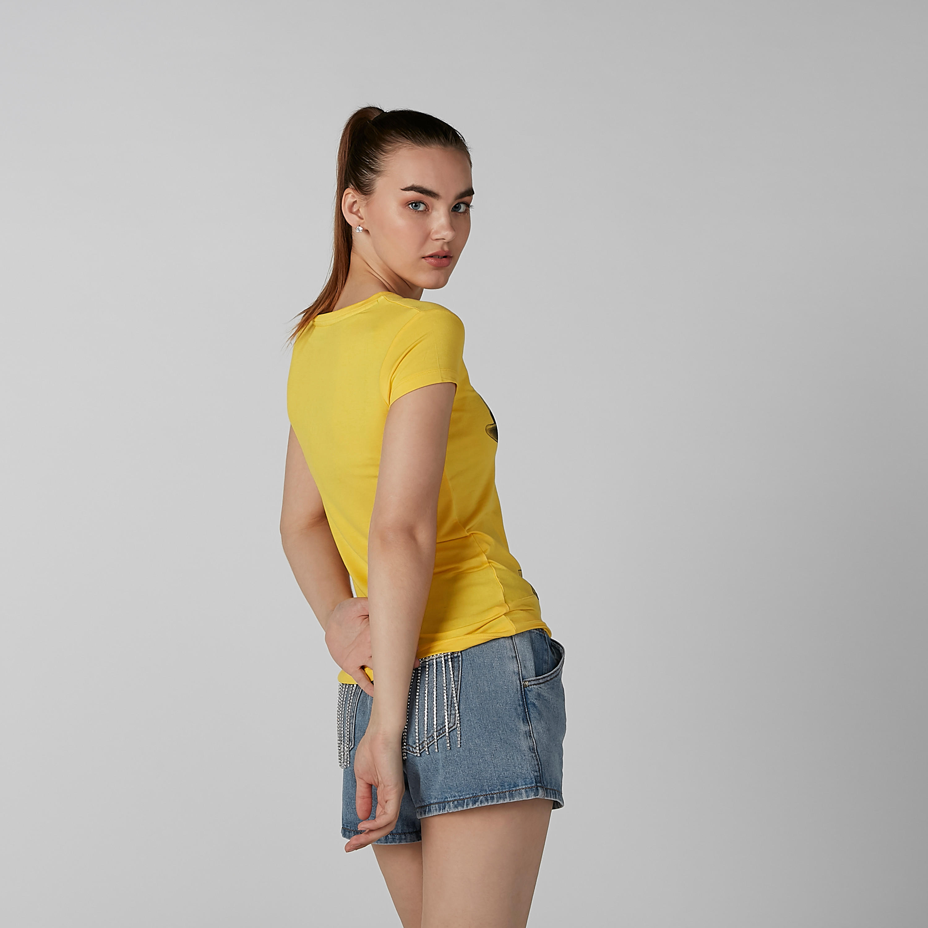 Tweety Printed T-shirt in Skinny-Fit with Cap Sleeves-women-clothing-tshirts-image-4