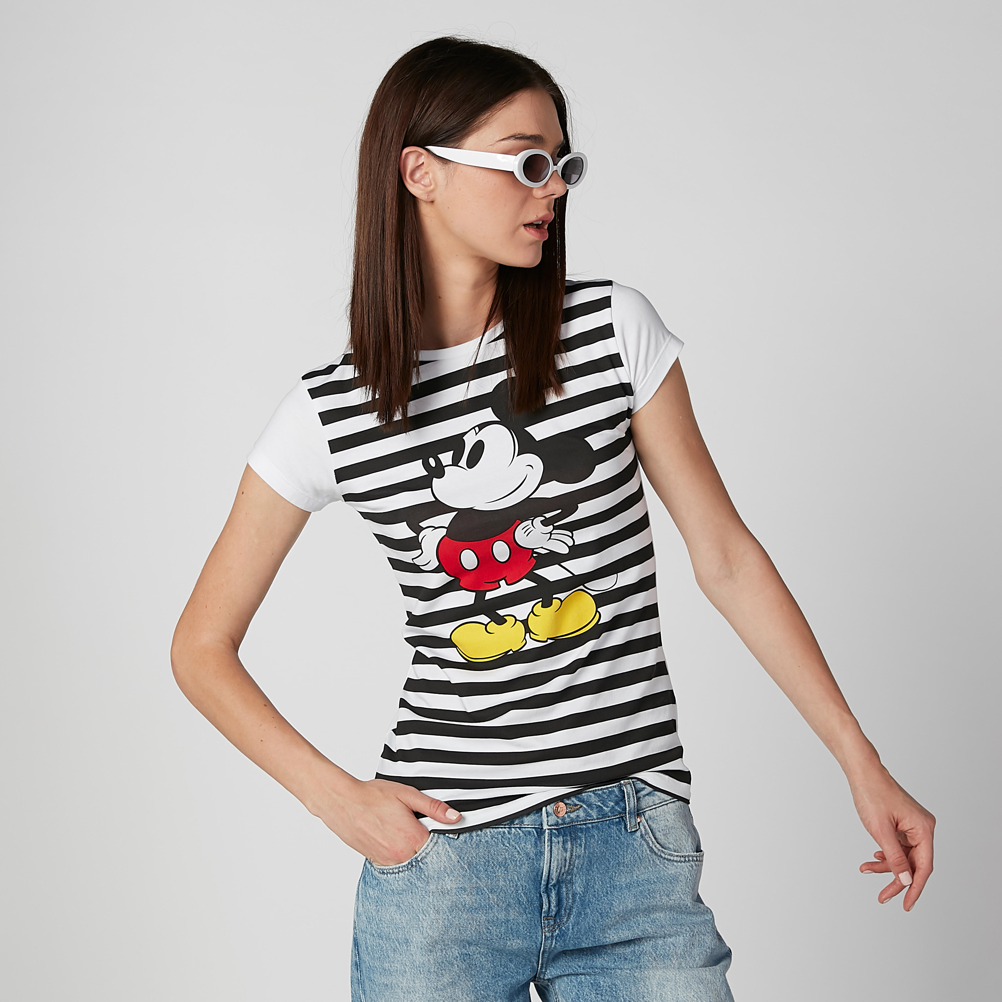 تيشيرت بقصّة سكيني وأكمام كاب وطبعات ميكي ماوس-women-clothing-tshirts-image-1