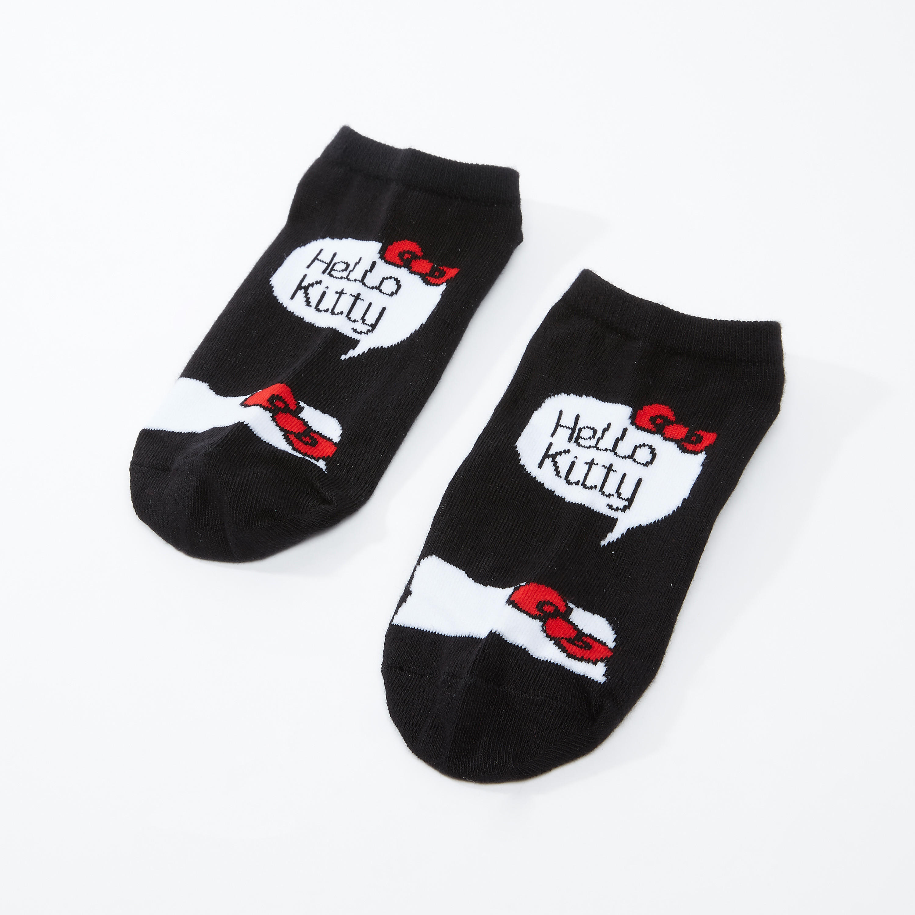 Hello Kitty Printed Ankle Length Socks with Ribbed Hem-women-socksandstockings-image-1