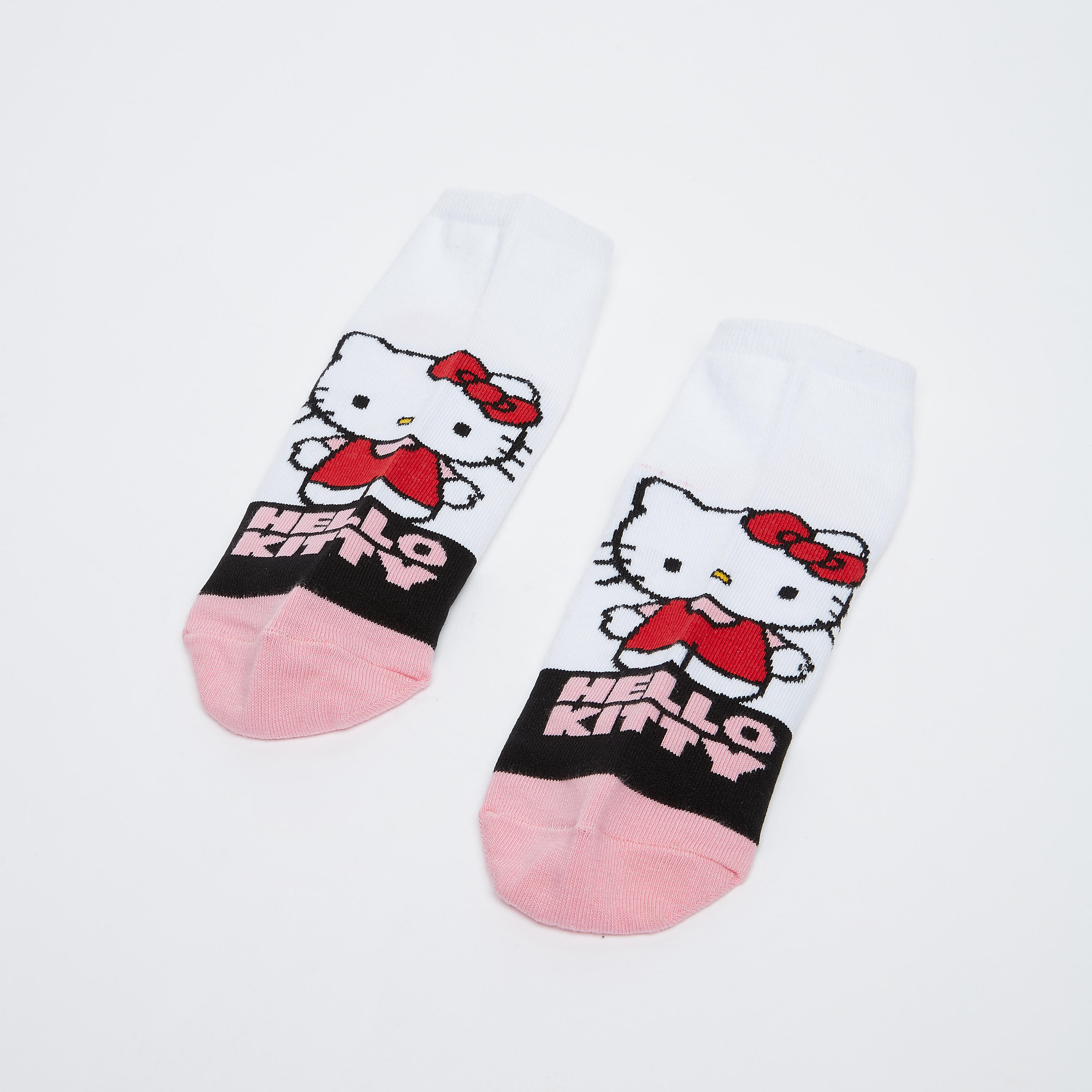 Hello Kitty Printed Ankle Length Socks with Ribbed Texture-women-socksandstockings-image-1