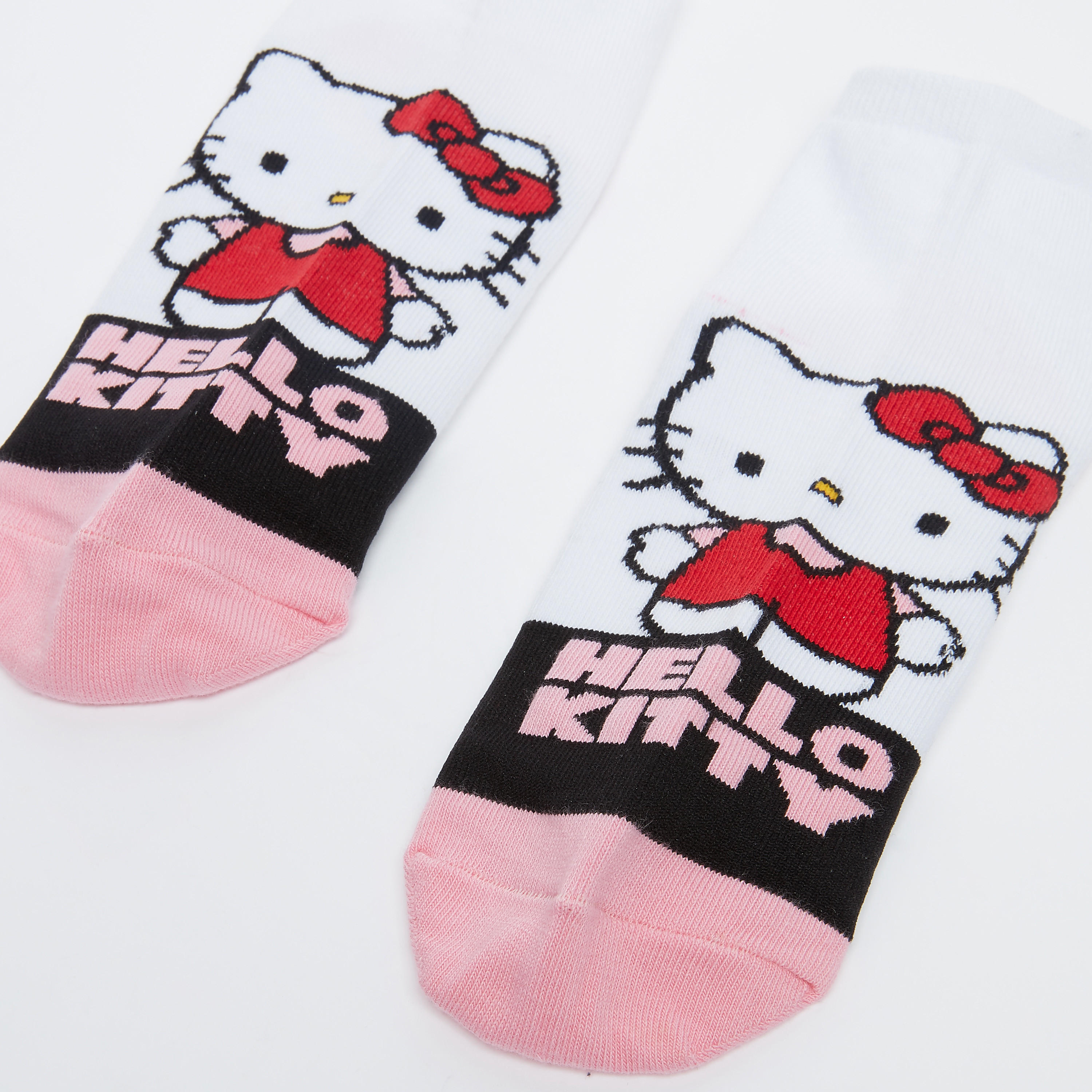 Hello Kitty Printed Ankle Length Socks with Ribbed Texture-women-socksandstockings-image-2