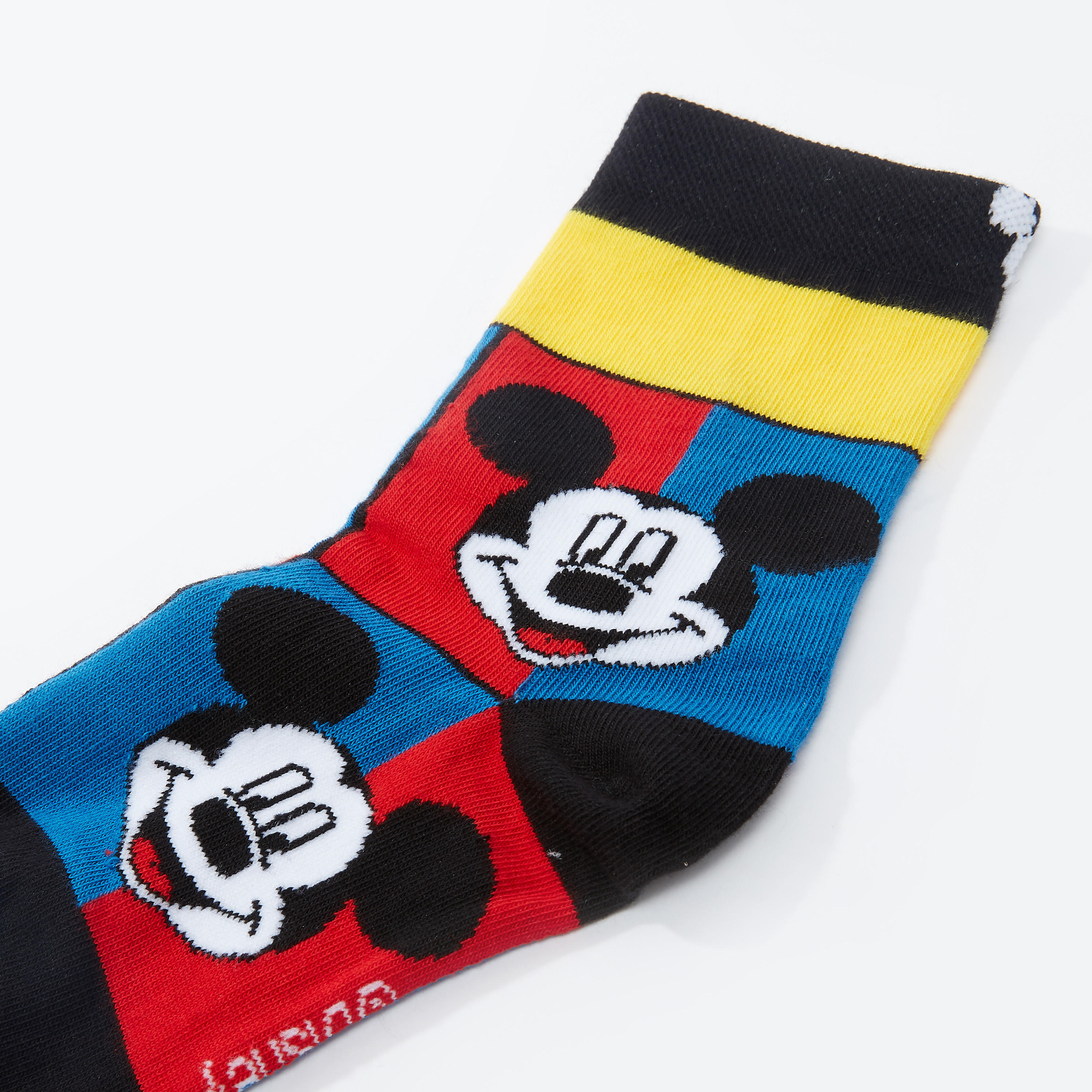 Mickey Mouse Printed Quarter Length Socks with Ribbed Texture-women-socksandstockings-image-2
