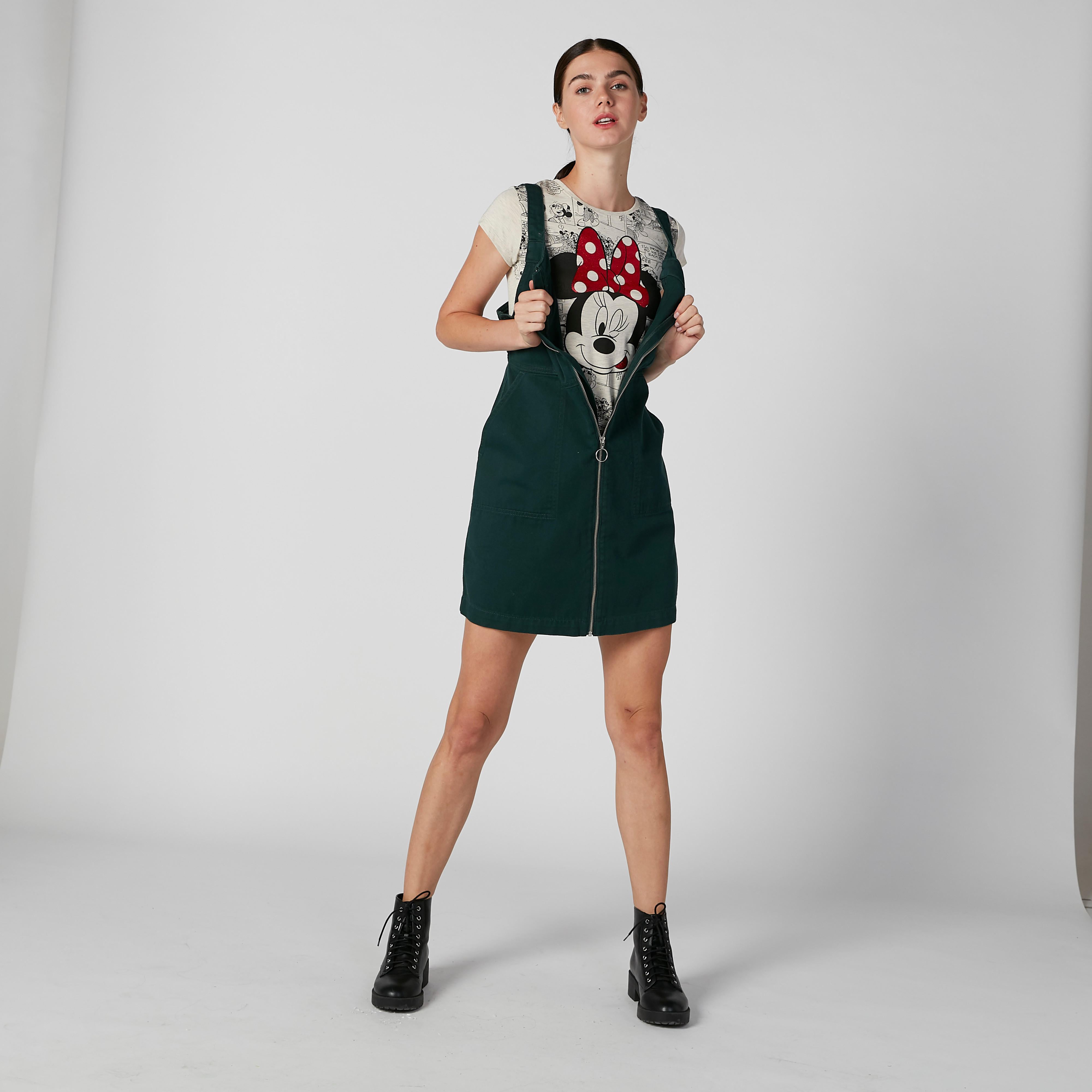Skinny Fit Minnie Mouse Printed Round Neck T-shirt with Cap Sleeves-women-clothing-tshirts-image-2