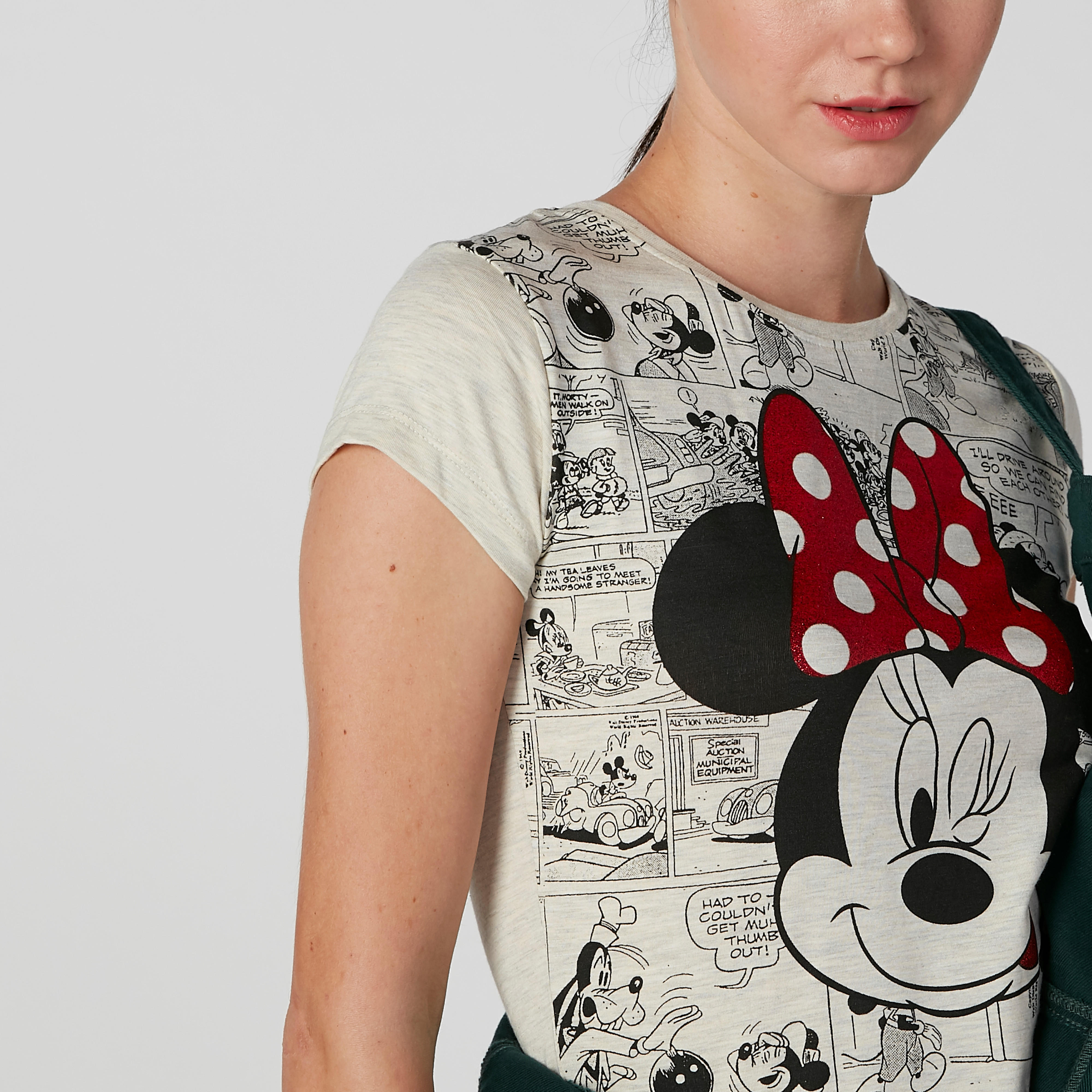 Skinny Fit Minnie Mouse Printed Round Neck T-shirt with Cap Sleeves-women-clothing-tshirts-image-3
