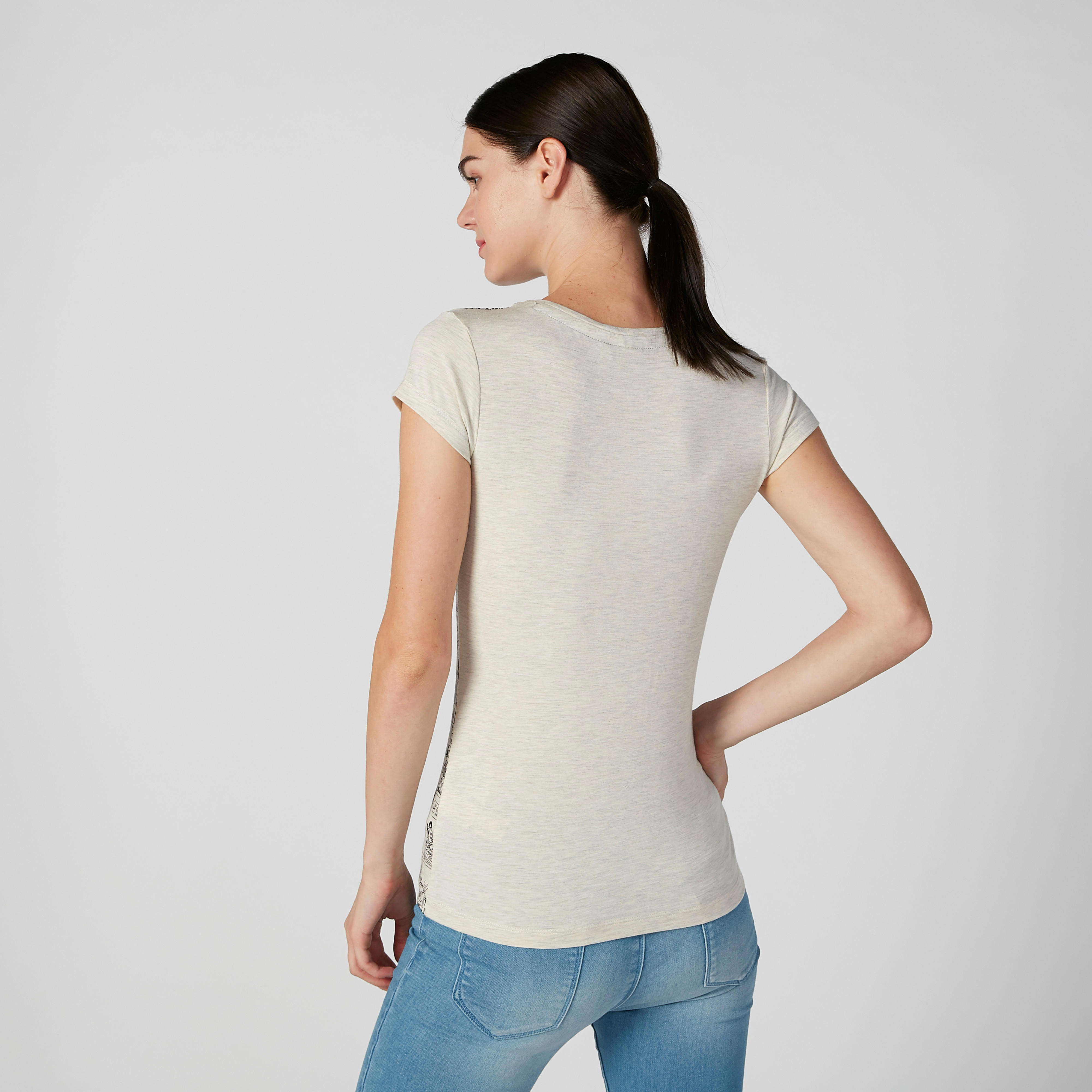 Skinny Fit Minnie Mouse Printed Round Neck T-shirt with Cap Sleeves-women-clothing-tshirts-image-4