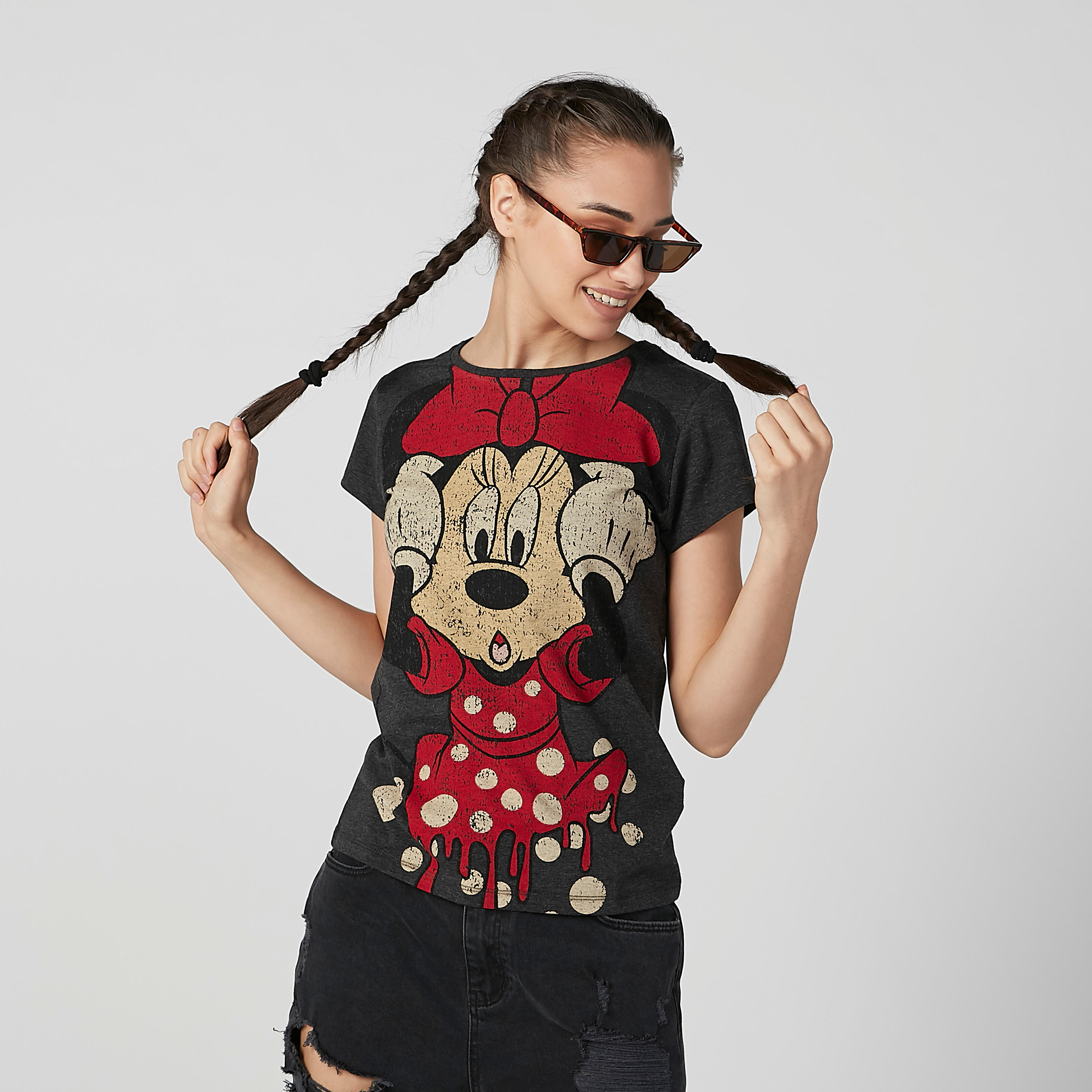 تيشيرت بقصّة سكيني وأكمام كاب وطبعات ميني ماوس-women-clothing-tshirts-image-1