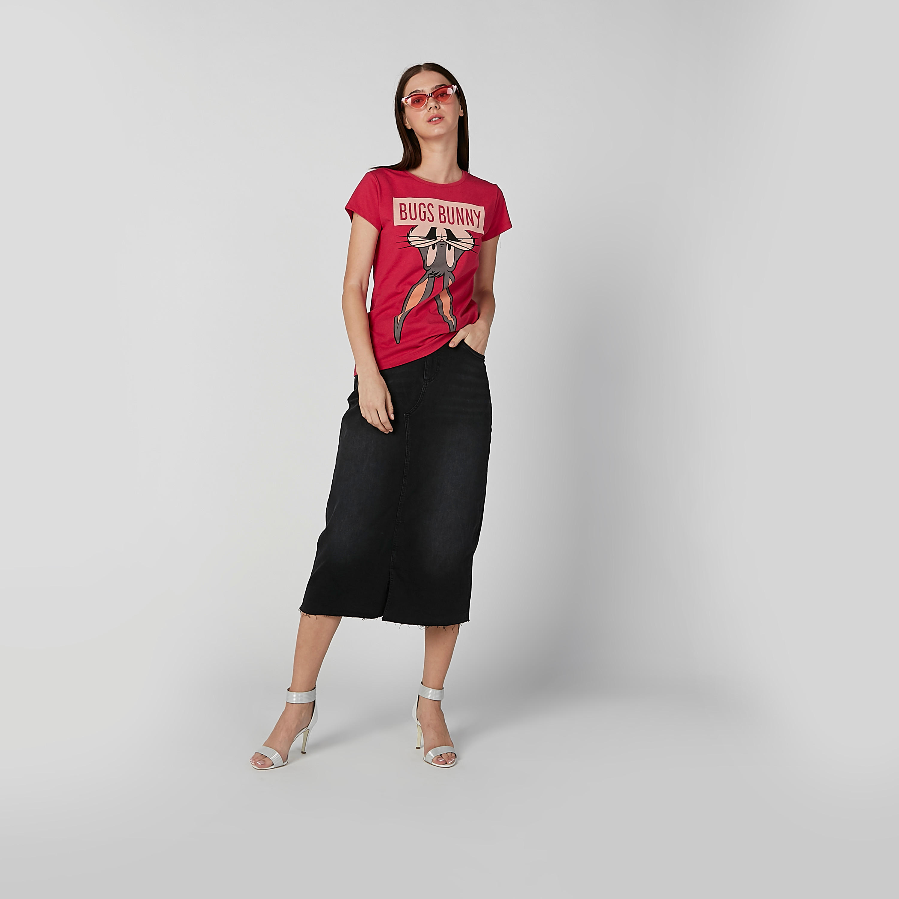 Graphic Printed Round Neck T-shirt with Caps Sleeves-women-clothing-tshirts-image-2