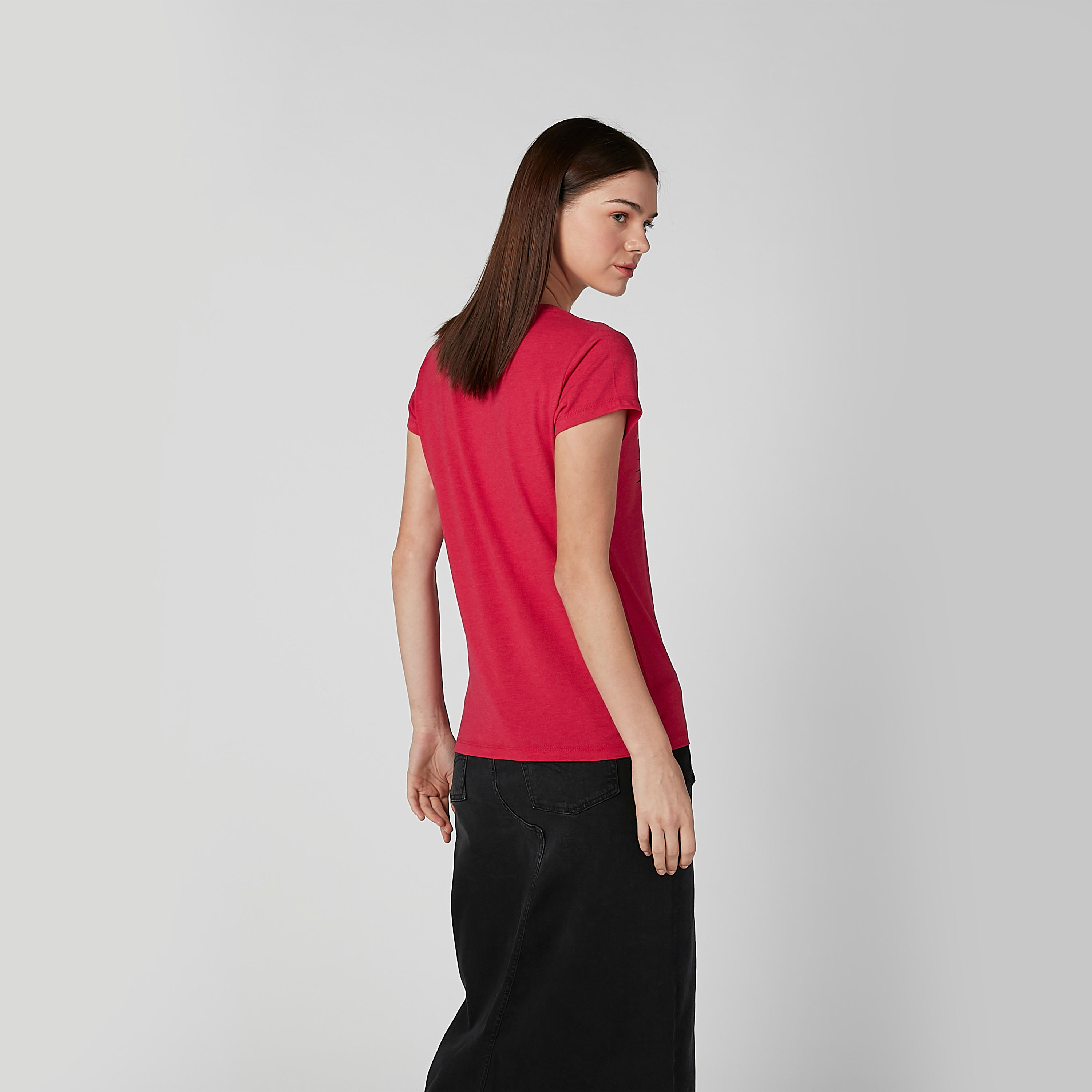 Graphic Printed Round Neck T-shirt with Caps Sleeves-women-clothing-tshirts-image-4