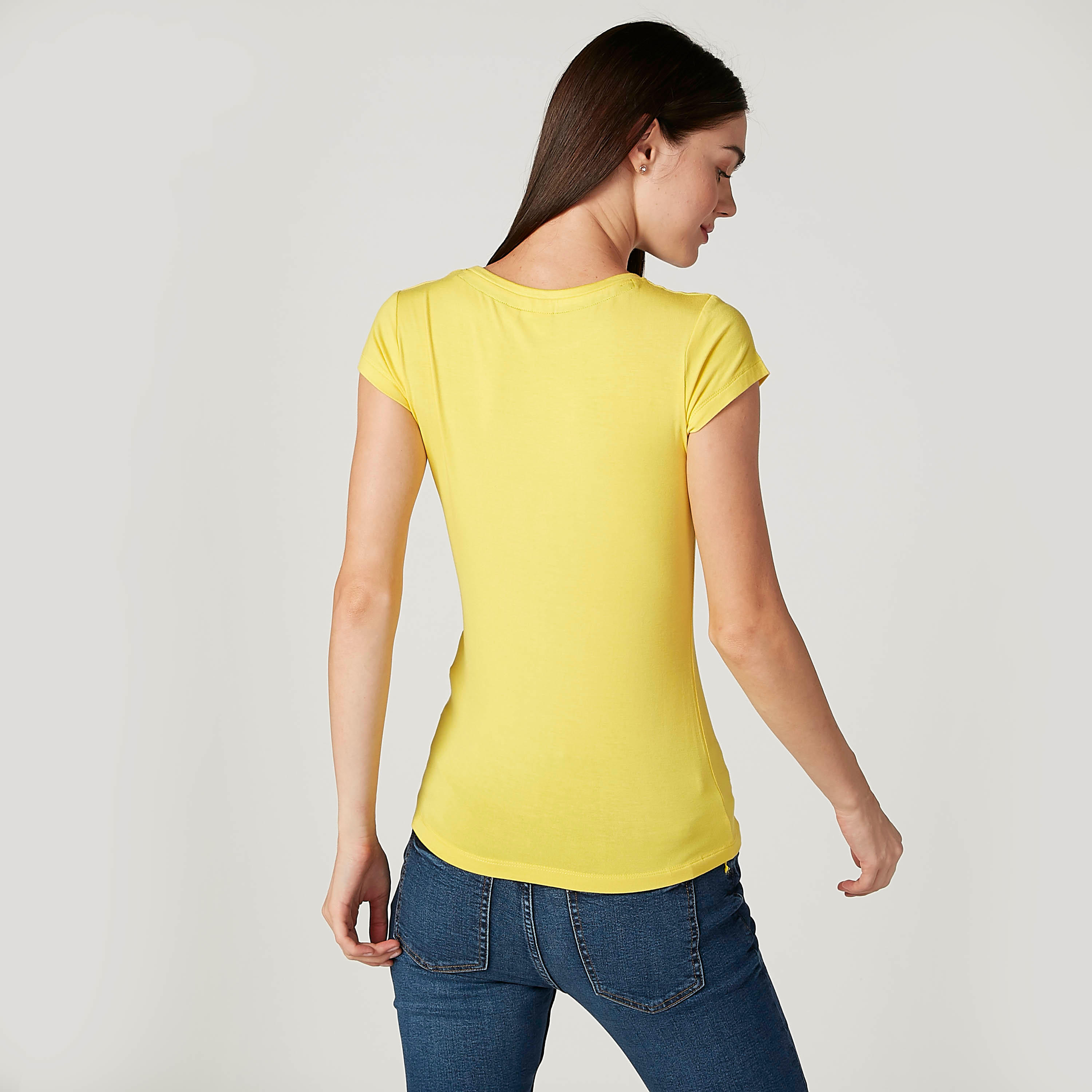 Skinny Fit Mickey Mouse Printed T-shirt with Cap Sleeves-women-clothing-tshirts-image-4