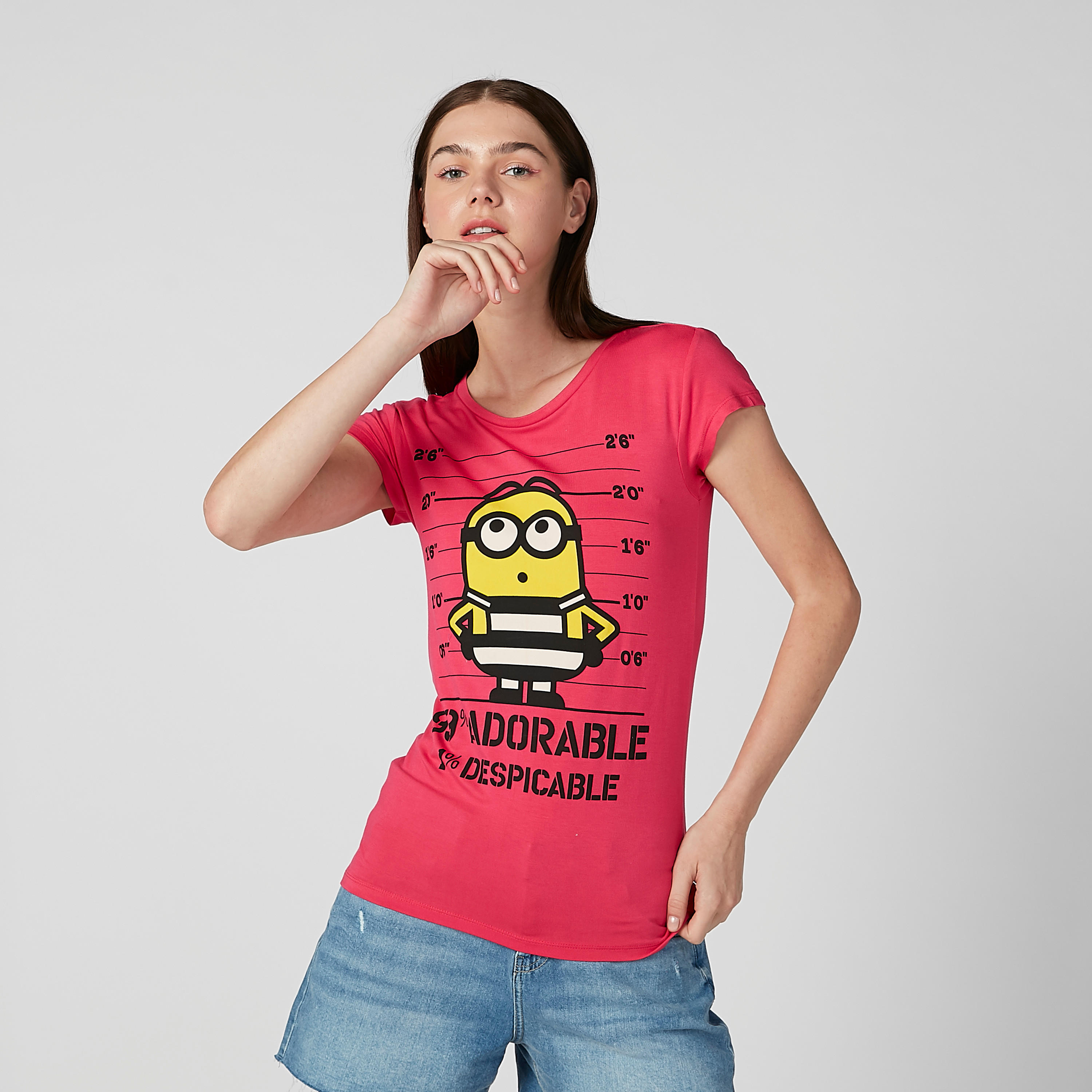 تيشيرت مستدام سليم بأكمام كاب وطبعات مينيونز -women-clothing-tshirts-image-2