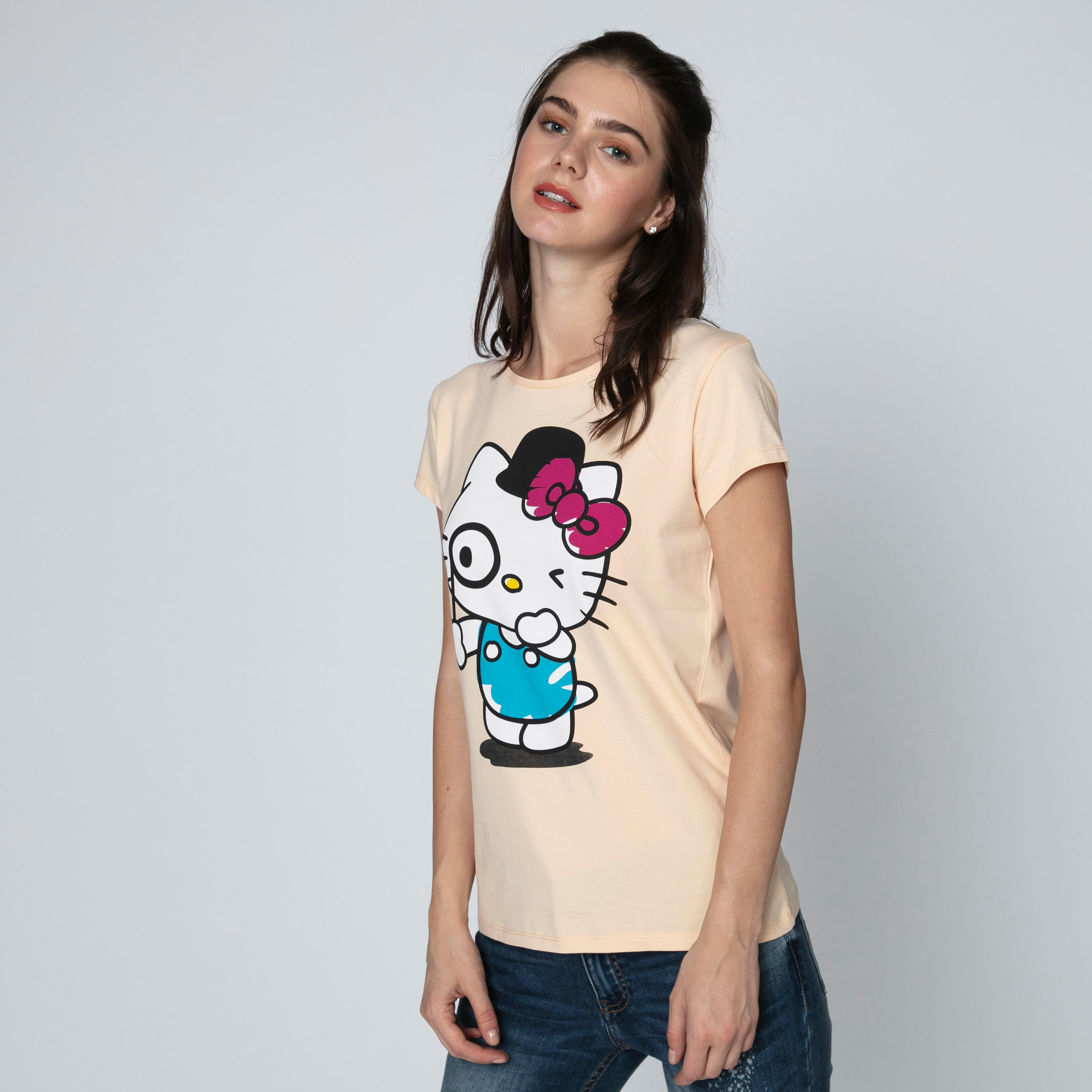 تيشيرت مستدام سليم بأكمام كاب وطبعات هالو كيتي -women-clothing-tshirts-image-5