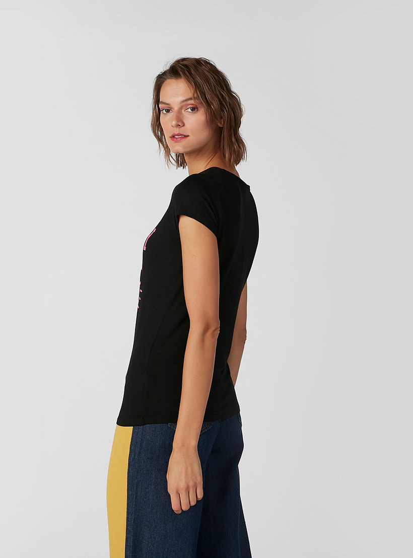 Skinny Fit Hello Kitty Printed T-shirt with Round Neck and Cap Sleeves-women-clothing-tshirts-image-3
