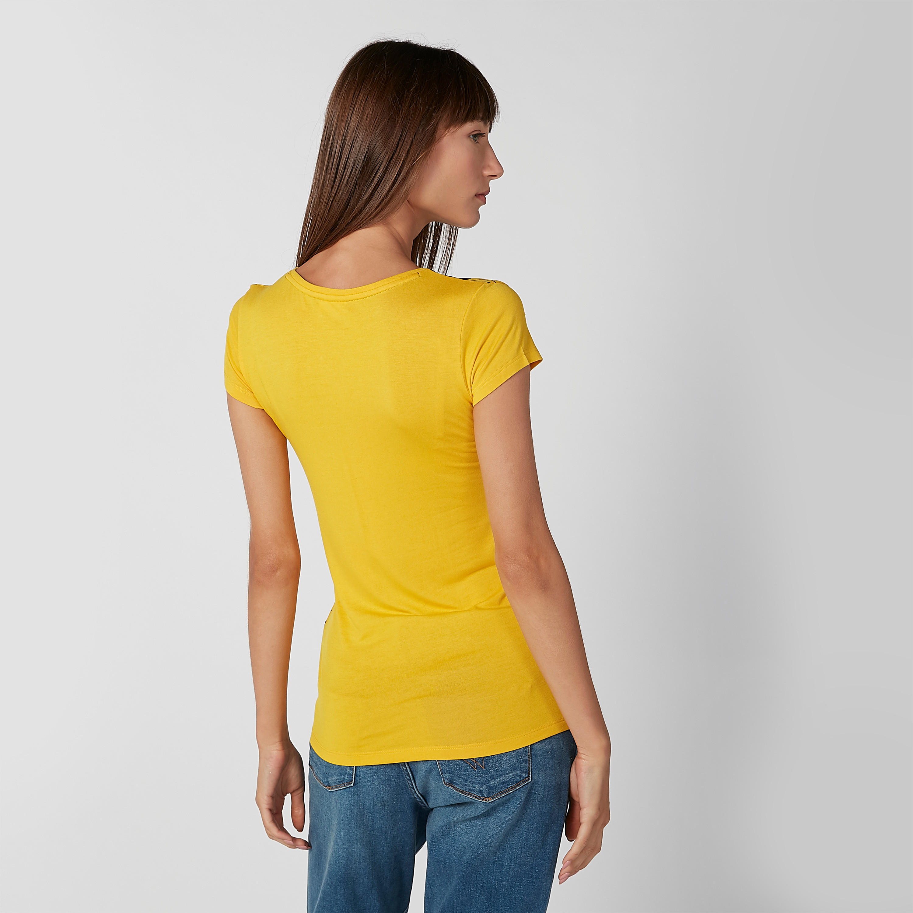 Skinny Fit Mickey Mouse Printed T-shirt with Cap Sleeves-women-clothing-tshirts-image-3