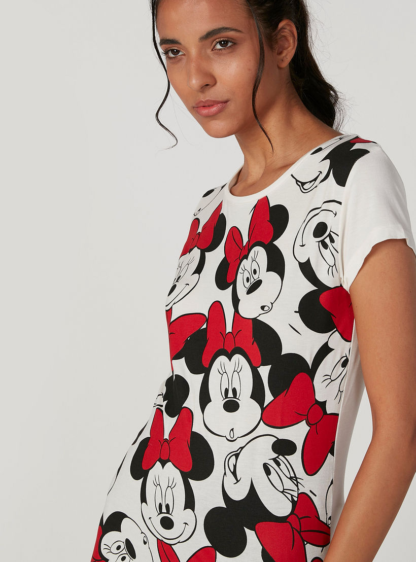 تيشيرت سكيني بأكمام كاب وطبعات ميني ماوس-women-clothing-tshirts-image-1