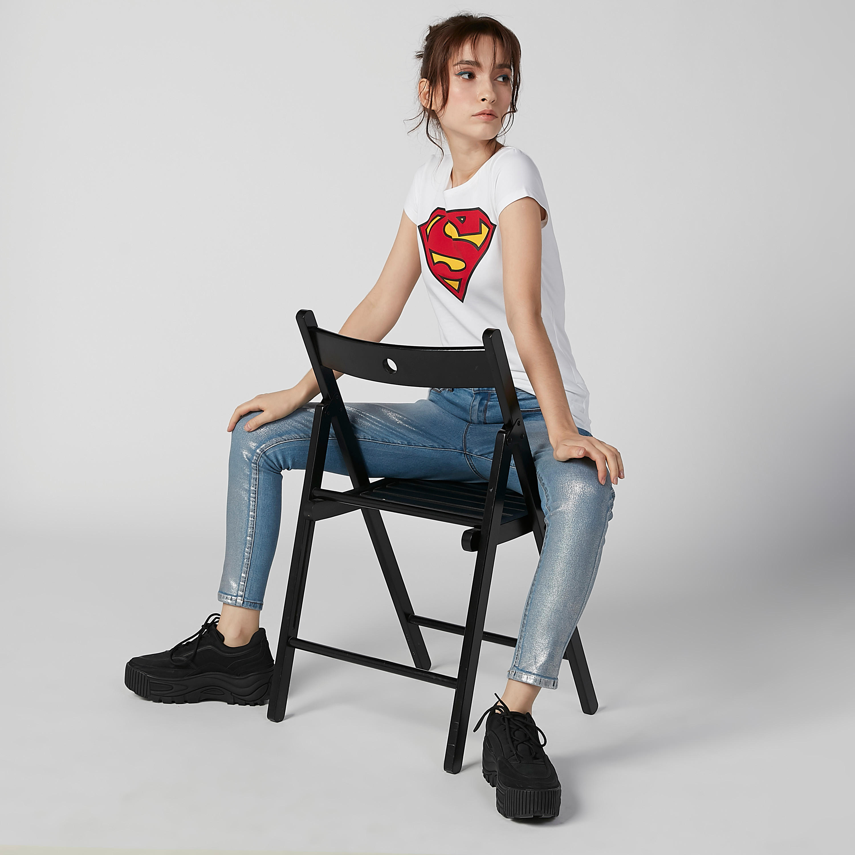 تيشيرت مستدام سكيني بأكمام كاب وطبعات سوبرمان -women-clothing-tshirts-image-1
