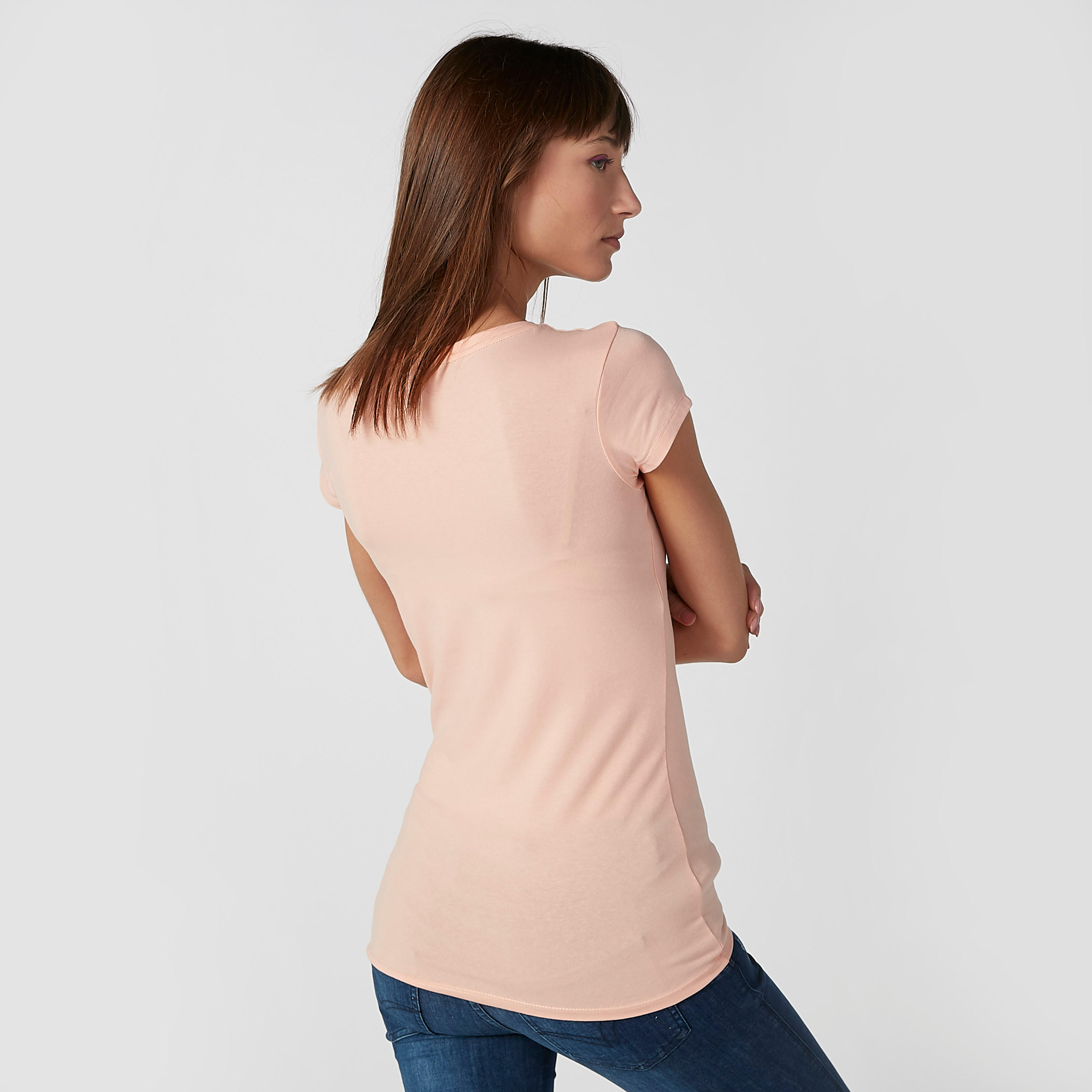 تيشيرت مستدام سكيني بأكمام كاب وطبعات بينك بانثر -women-clothing-tshirts-image-3