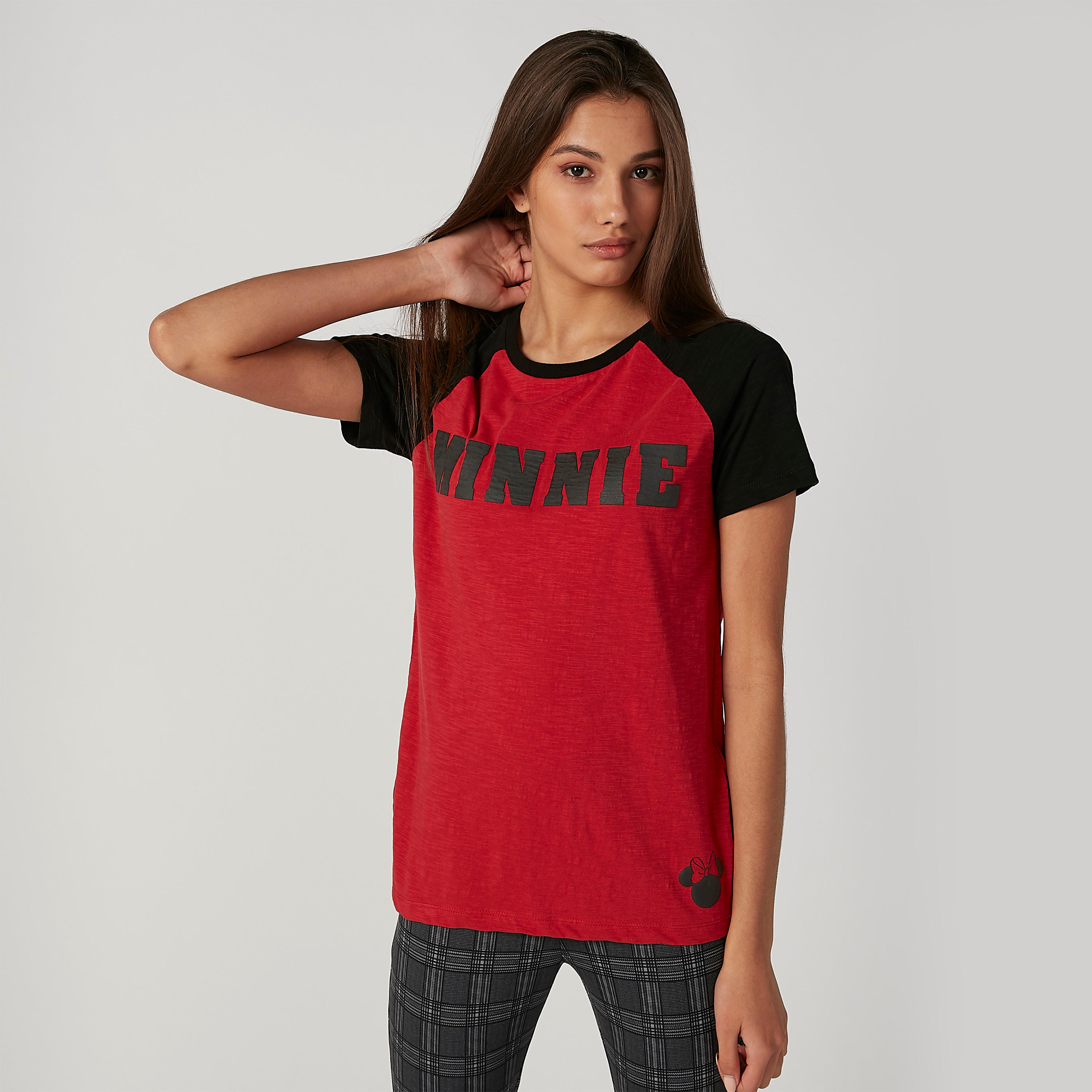 تيشيرت مستدام سكيني بأكمام مغايرة وطبعات ميني ماوس -women-clothing-tshirts-image-1