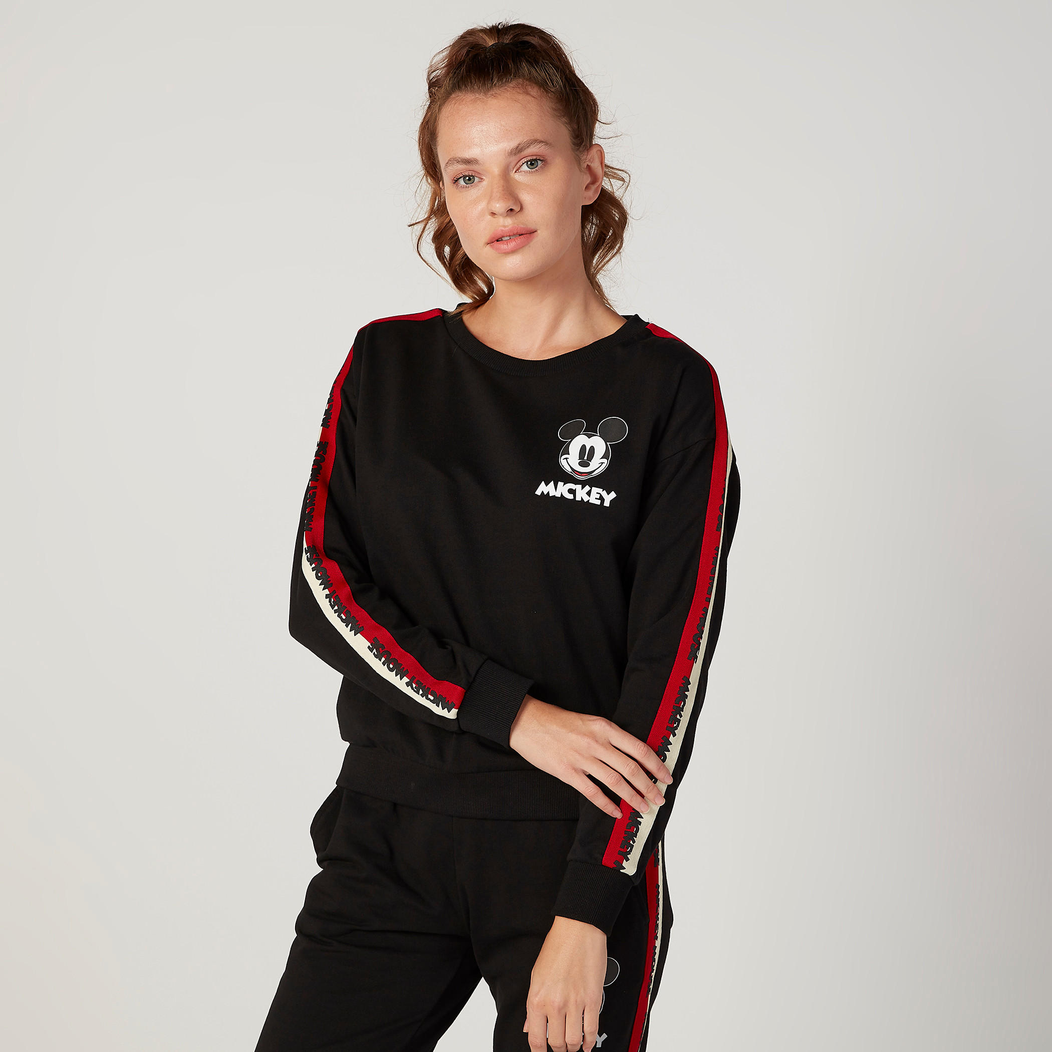 Sustainable Mickey Mouse Printed Sweatshirt with Round Neck-women-winterwear-hoodiesandsweatshirts-sweatshirts-image-1