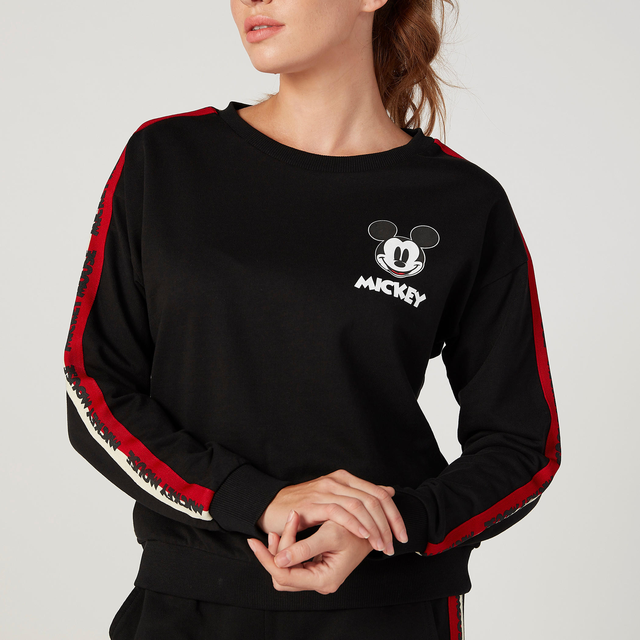 Sustainable Mickey Mouse Printed Sweatshirt with Round Neck-women-winterwear-hoodiesandsweatshirts-sweatshirts-image-3