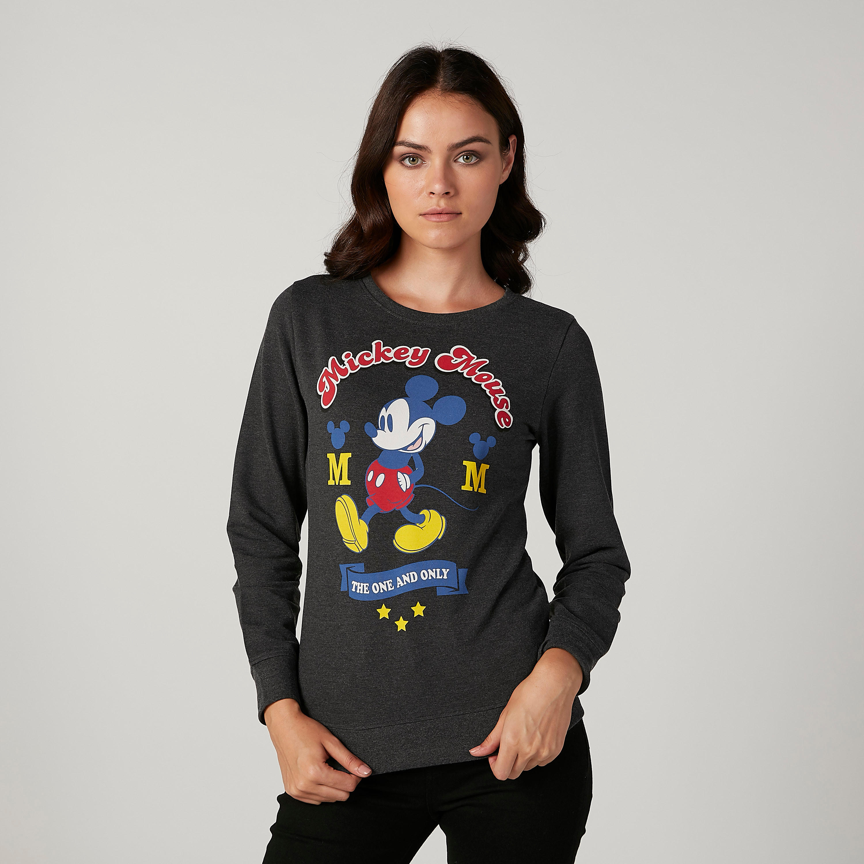 Mickey Mouse Printed Sweatshirt with Round Neck and Long Sleeves-women-winterwear-hoodiesandsweatshirts-sweatshirts-image-1