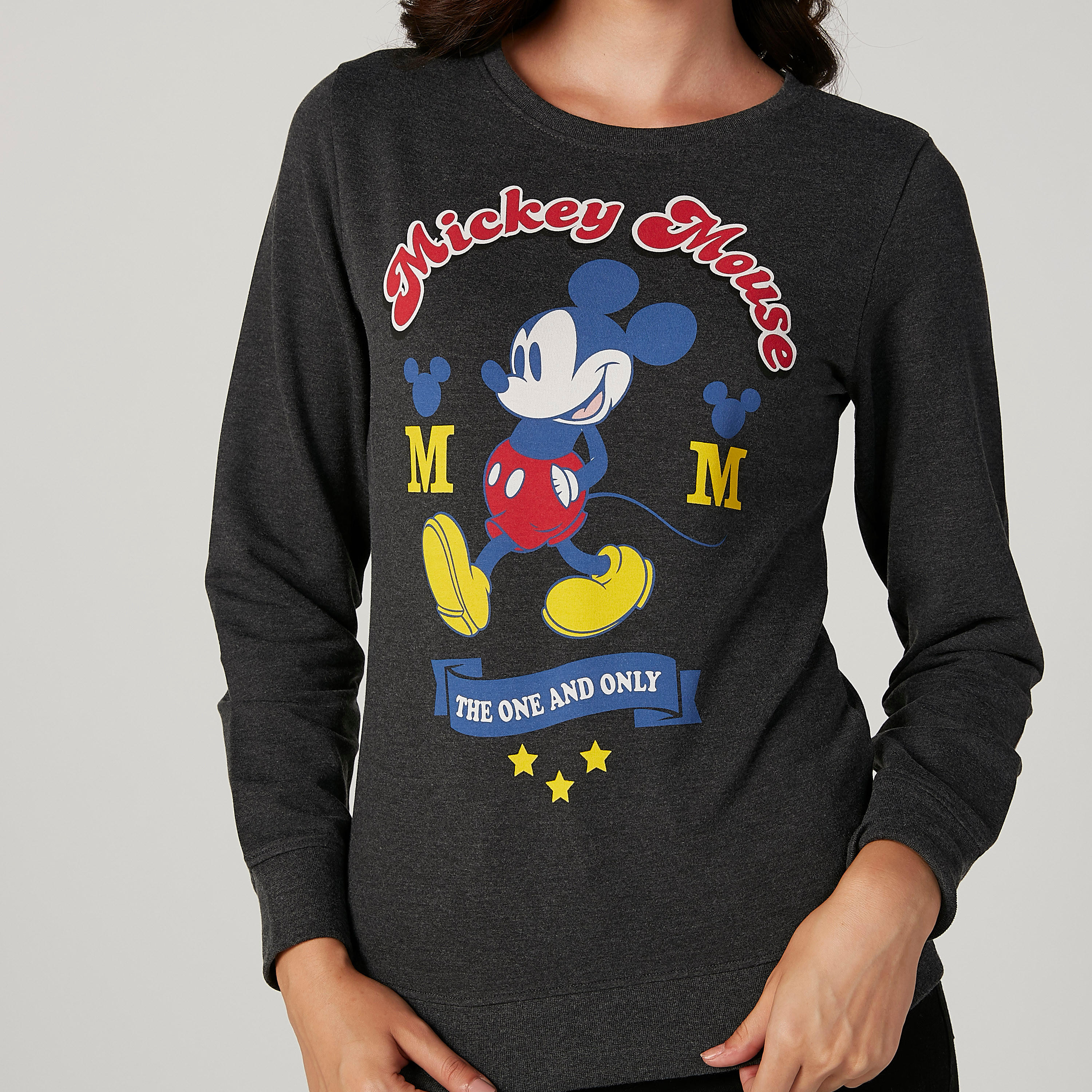 Mickey Mouse Printed Sweatshirt with Round Neck and Long Sleeves-women-winterwear-hoodiesandsweatshirts-sweatshirts-image-3