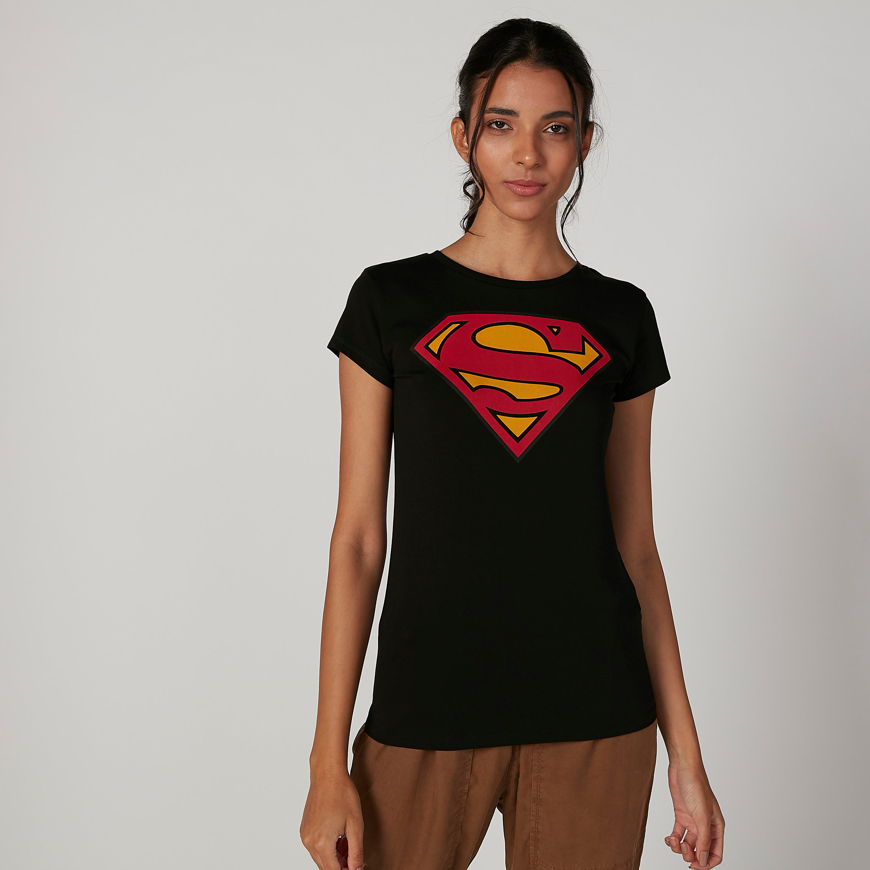 تيشيرت مستدام سكيني بأكمام كاب وطبعات سوبرمان -women-clothing-tshirts-image-1