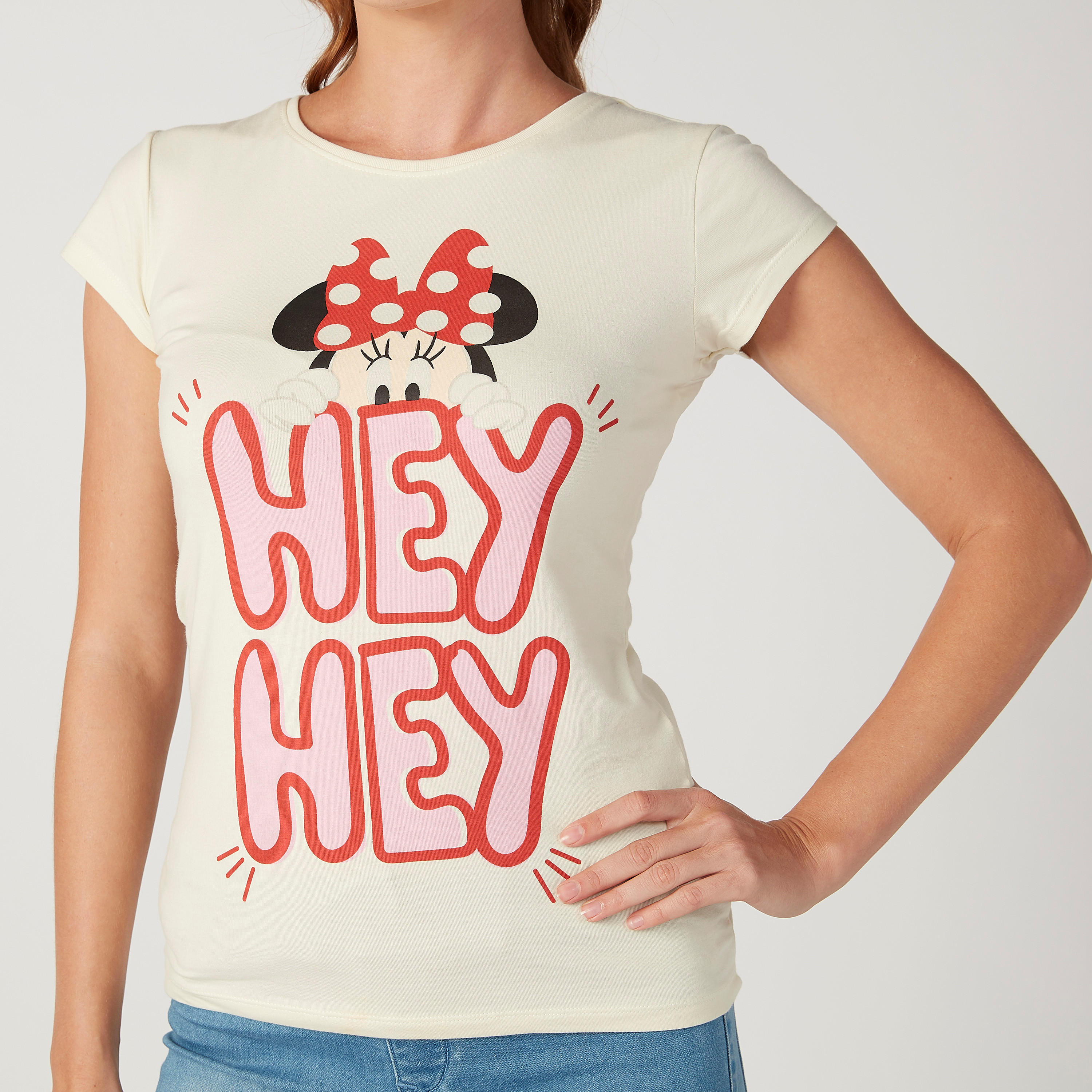 تيشيرت مستدام سكيني فيت بأكمام كاب وطبعات ميني ماوس-women-clothing-tshirts-image-3