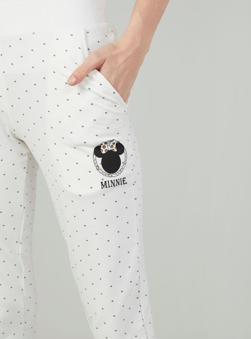 بنطلون رياضي سليم بخصر متوسط الارتفاع وجيوب بطبعات ميني ماوس-women-clothing-bottoms-joggers-image-3
