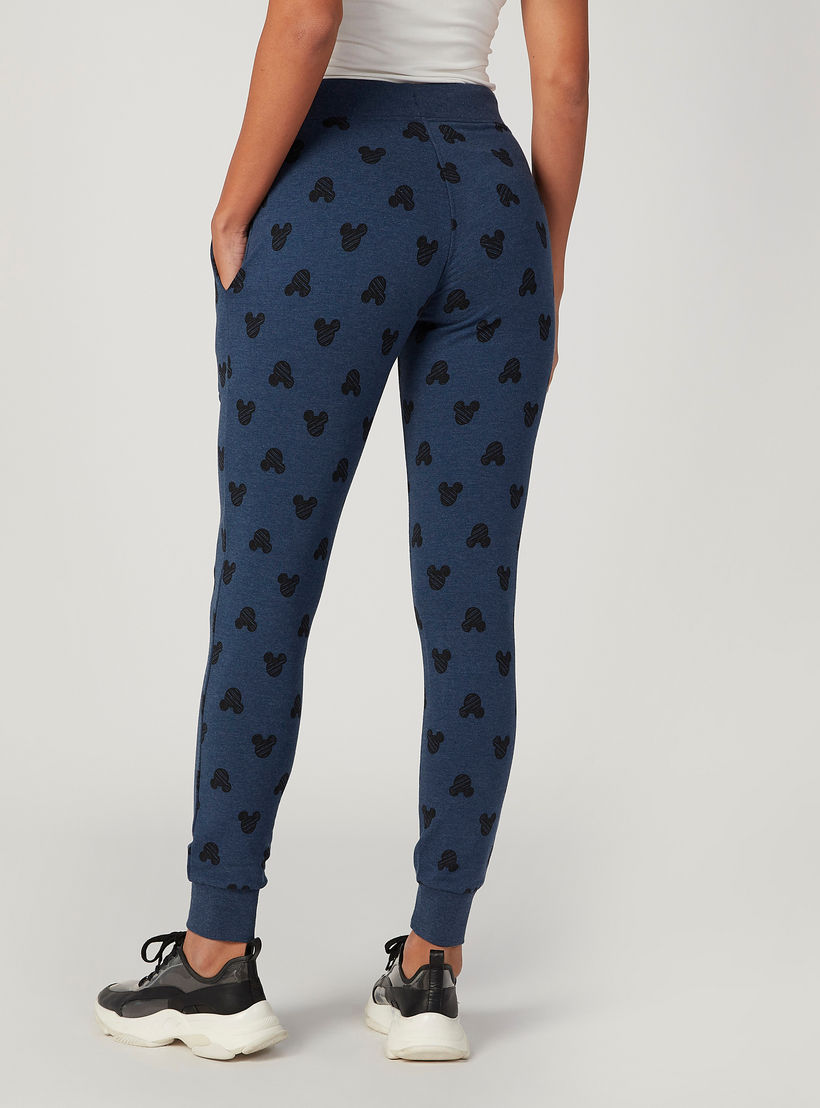 بنطلون رياضي سليم بخصر متوسط الارتفاع وجيوب بطبعات ميكي ماوس-women-clothing-bottoms-joggers-image-4