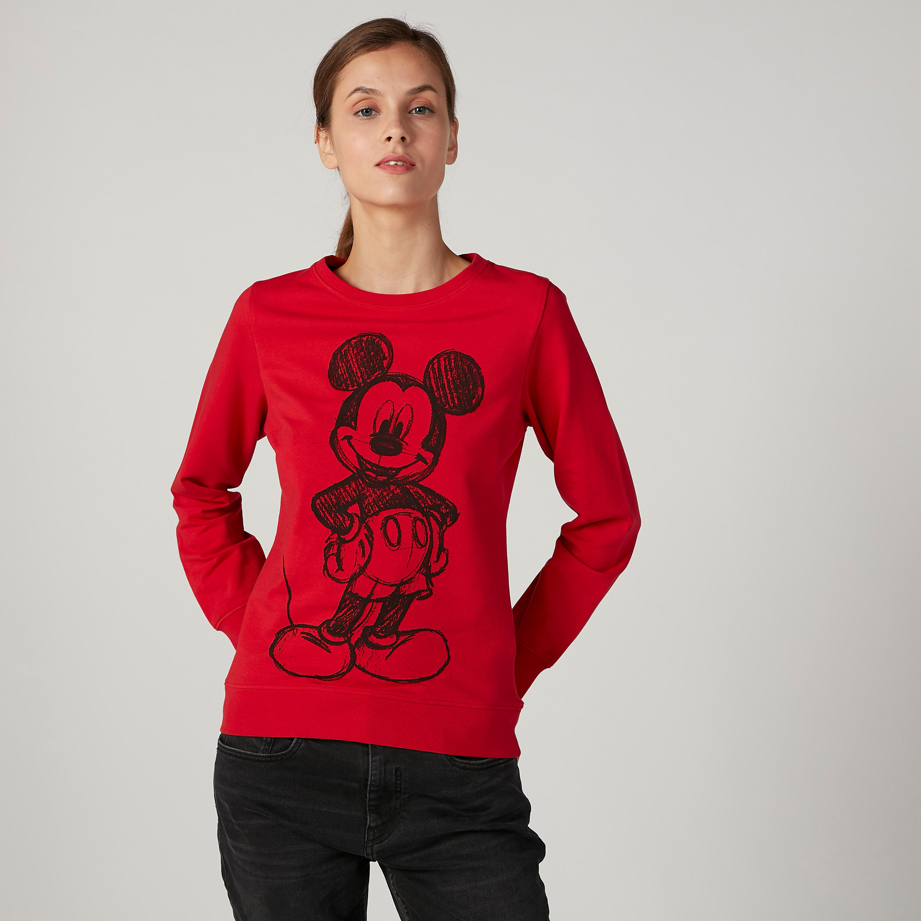 Mickey Mouse Printed Sweatshirt with Round Neck and Long Sleeves-women-winterwear-hoodiesandsweatshirts-sweatshirts-image-1