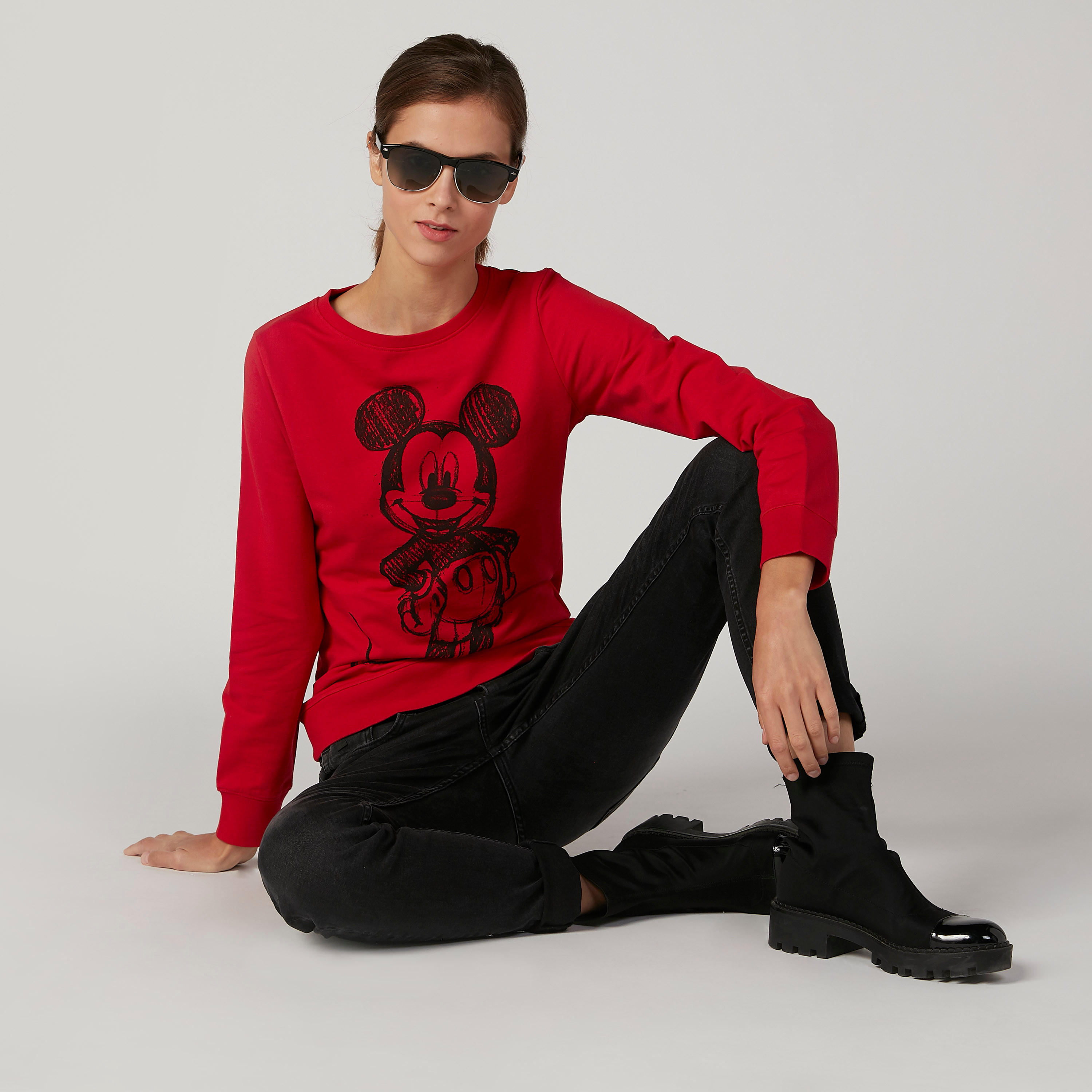Mickey Mouse Printed Sweatshirt with Round Neck and Long Sleeves-women-winterwear-hoodiesandsweatshirts-sweatshirts-image-4