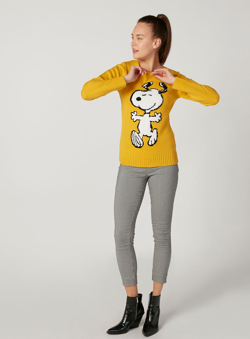 Snoopy Printed Sweater with Round Neck and Long Sleeves-women-clothing-cardigansandjumpers-jumpers-image-2