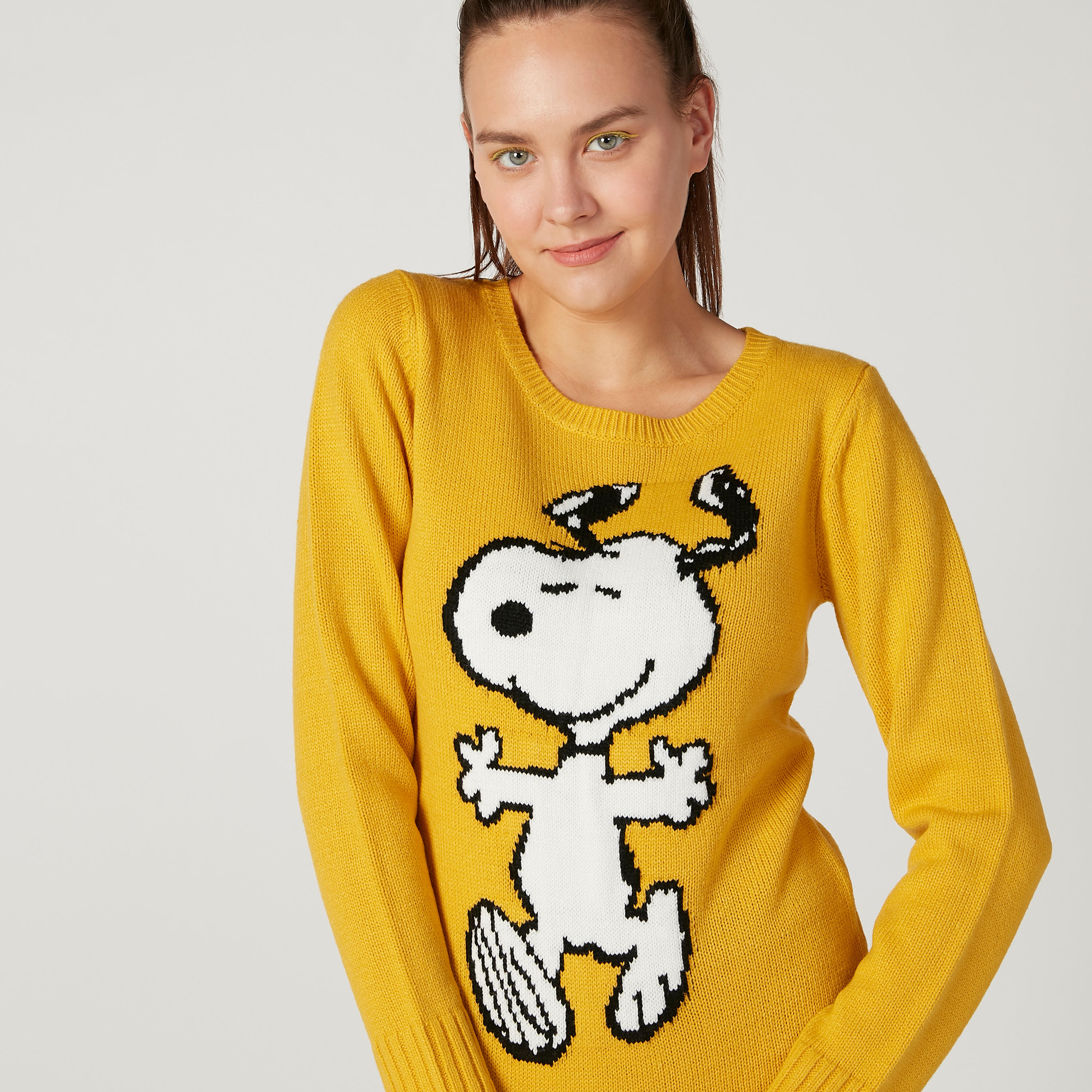 Snoopy Printed Sweater with Round Neck and Long Sleeves-women-clothing-cardigansandjumpers-jumpers-image-3