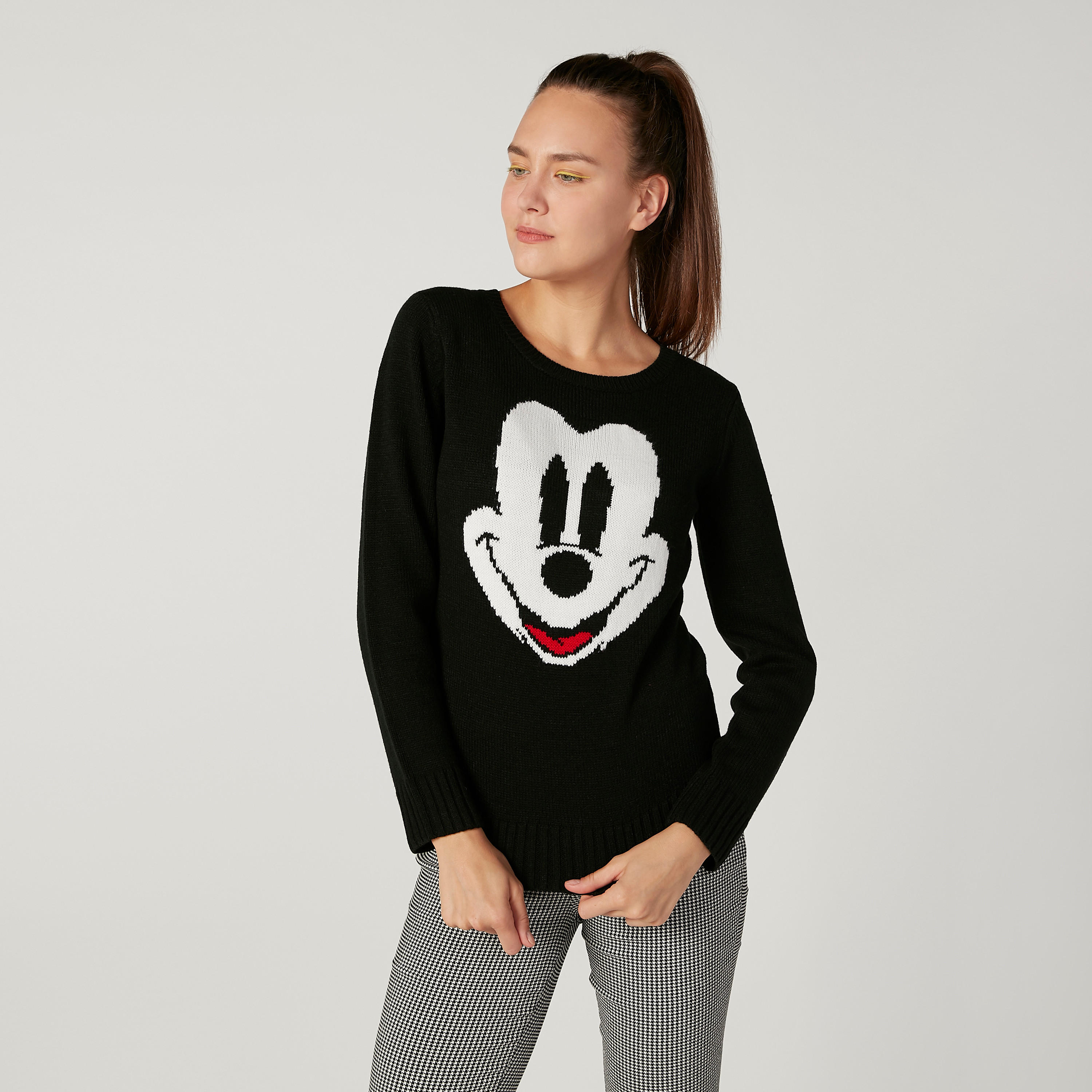 كنزة بياقة مستديرة وأكمام طويلة وطبعات ميكي ماوس-women-clothing-cardigansandjumpers-jumpers-image-1