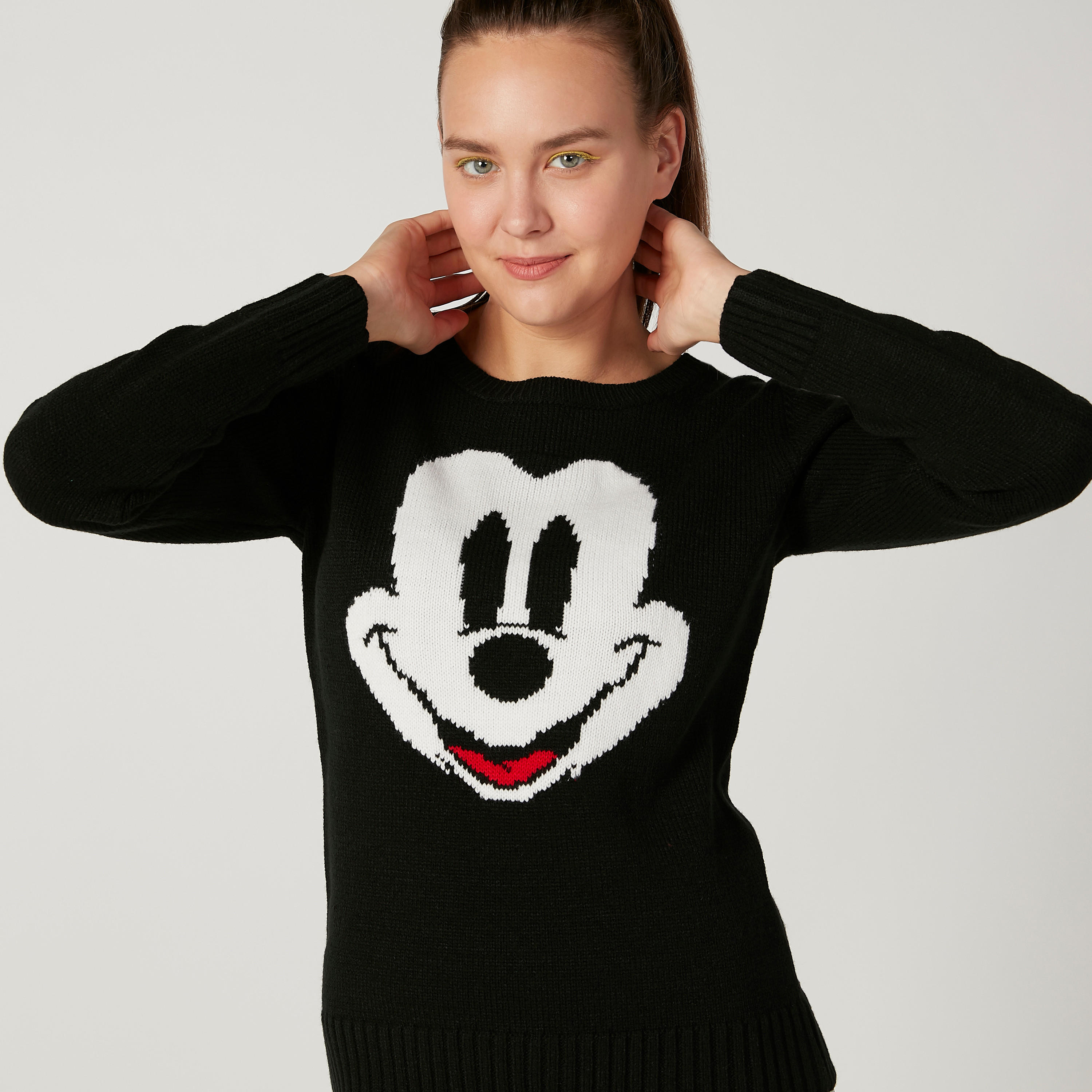 كنزة بياقة مستديرة وأكمام طويلة وطبعات ميكي ماوس-women-clothing-cardigansandjumpers-jumpers-image-3