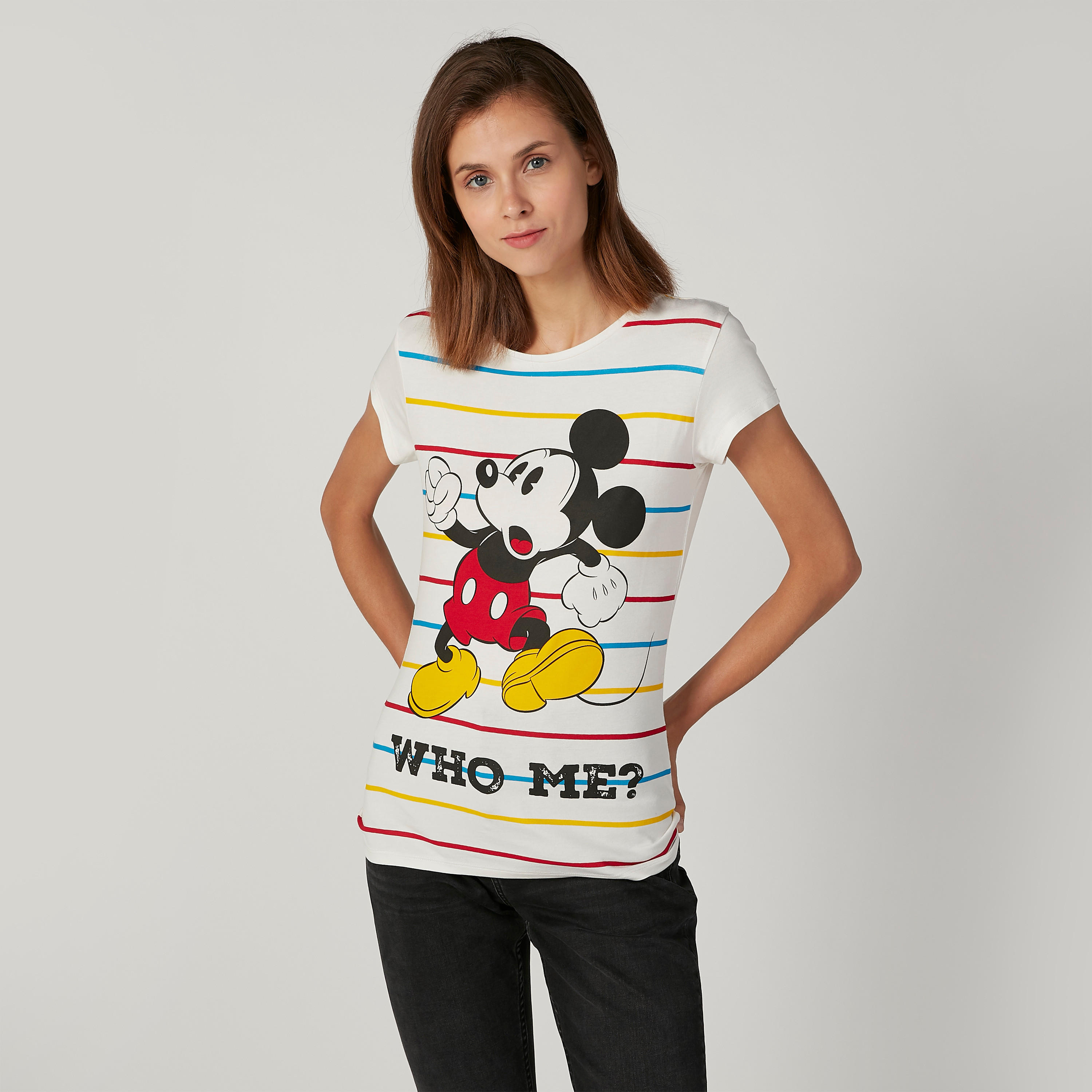 تيشيرت سكيني بأكمام كاب وطبعات ميكي ماوس-women-clothing-tshirts-image-4