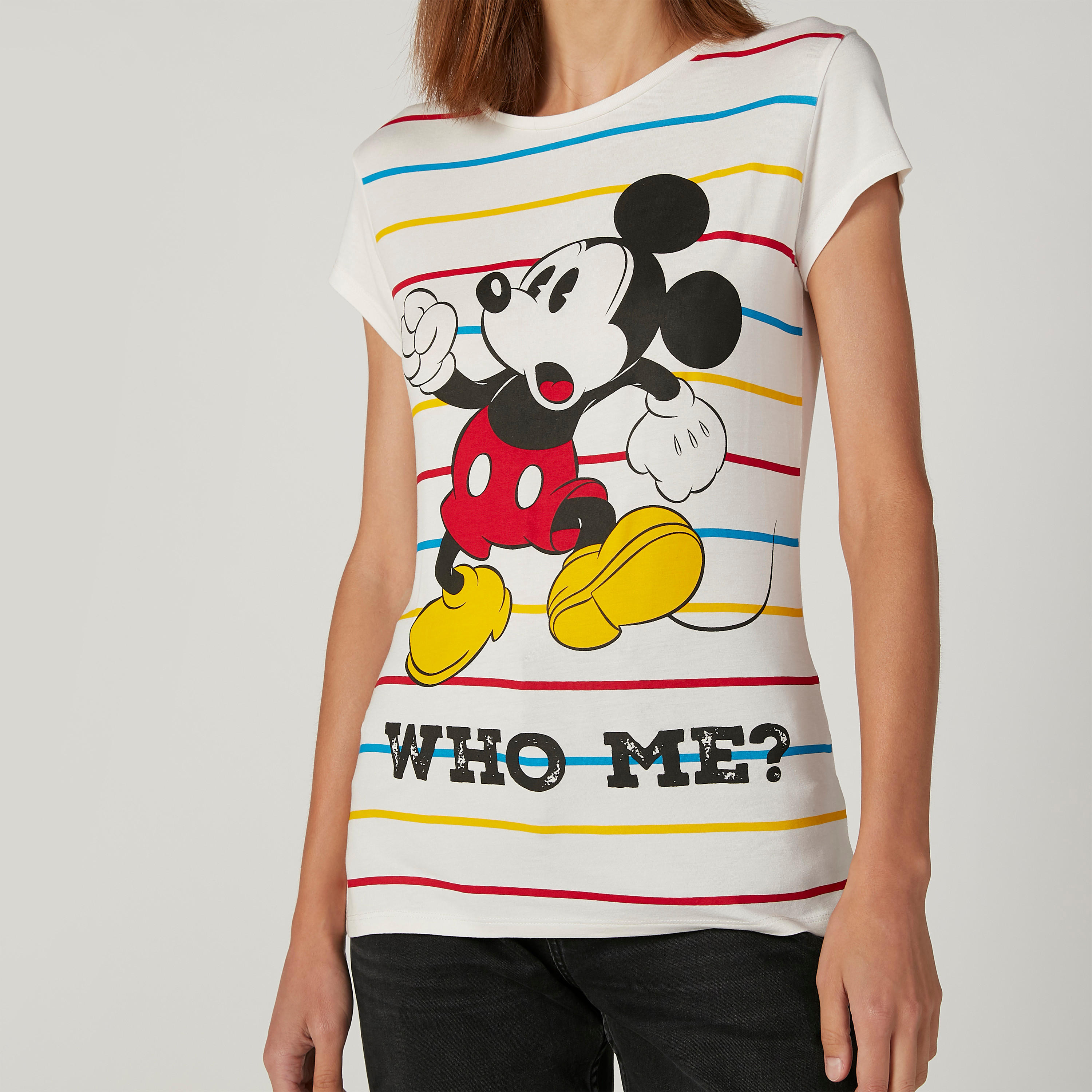 تيشيرت سكيني بأكمام كاب وطبعات ميكي ماوس-women-clothing-tshirts-image-2