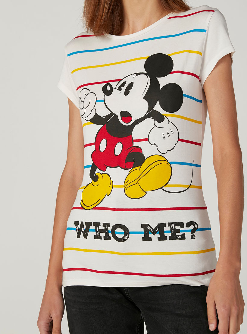 تيشيرت سكيني بأكمام كاب وطبعات ميكي ماوس-women-clothing-tshirts-image-2