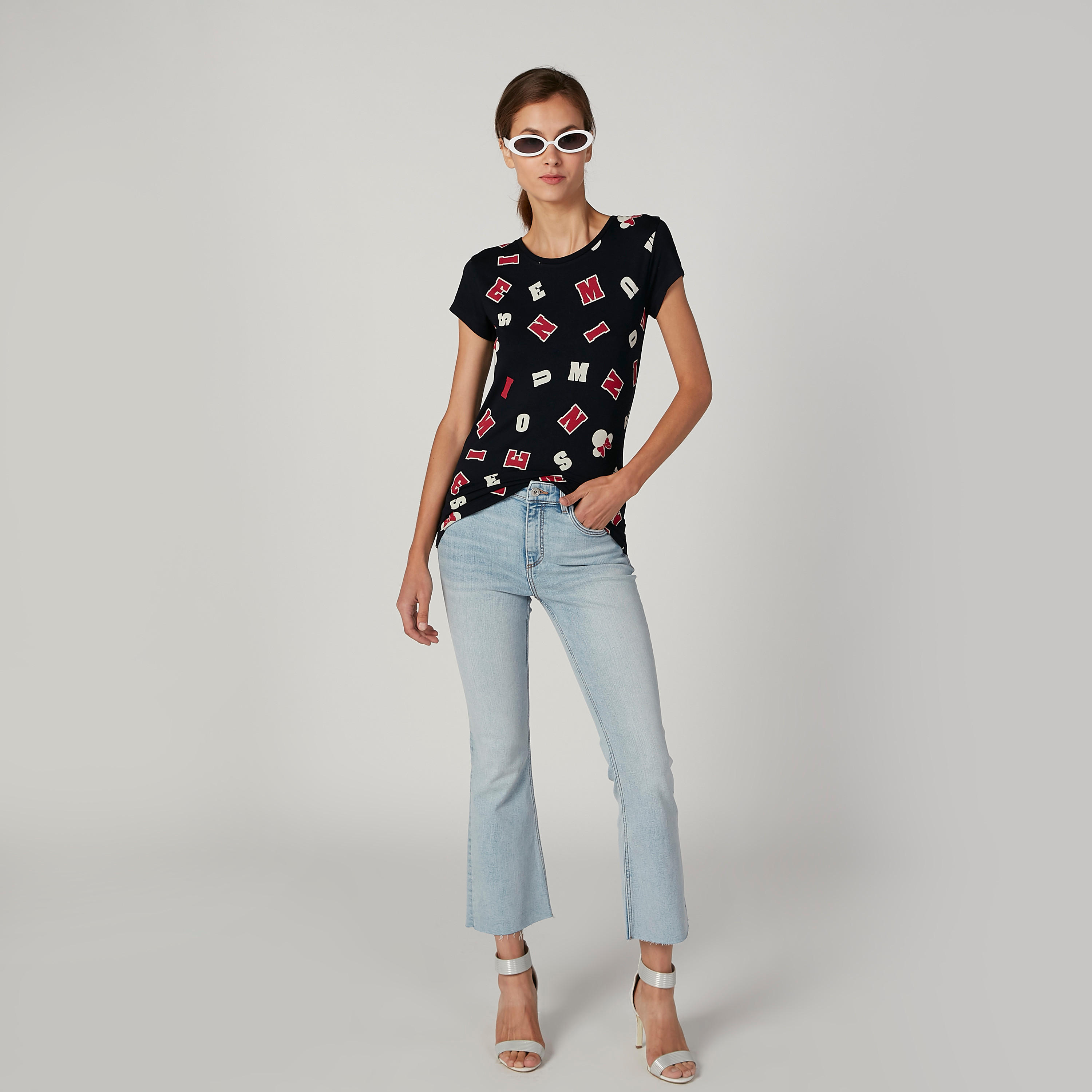 تيشيرت سكيني بياقة مستديرة وأكمام قصيرة وطبعات ميني ماوس-women-clothing-tshirts-image-2