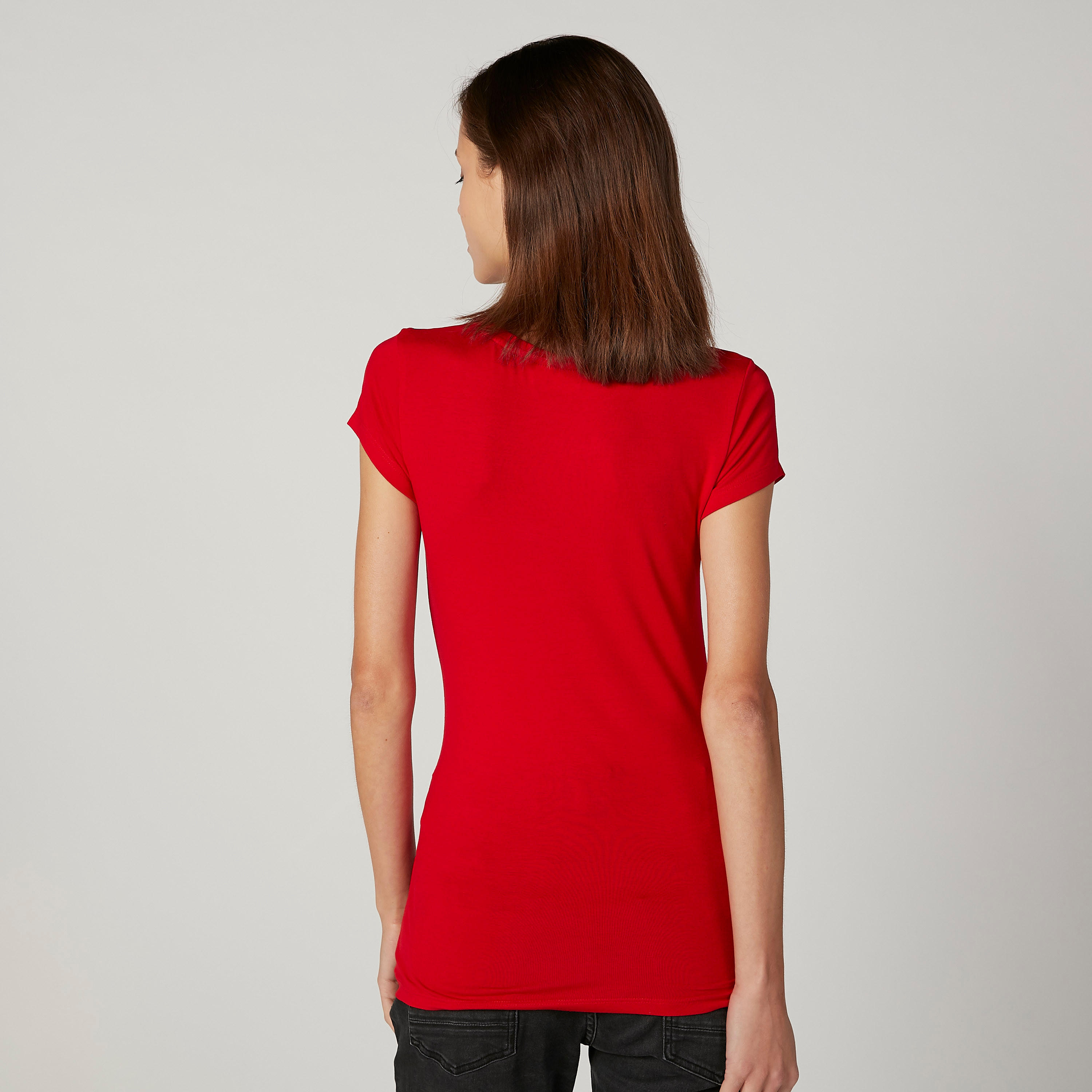 تيشيرت سكيني بياقة مستديرة وأكمام كاب وطبعات ميني ماوس-women-clothing-tshirts-image-2