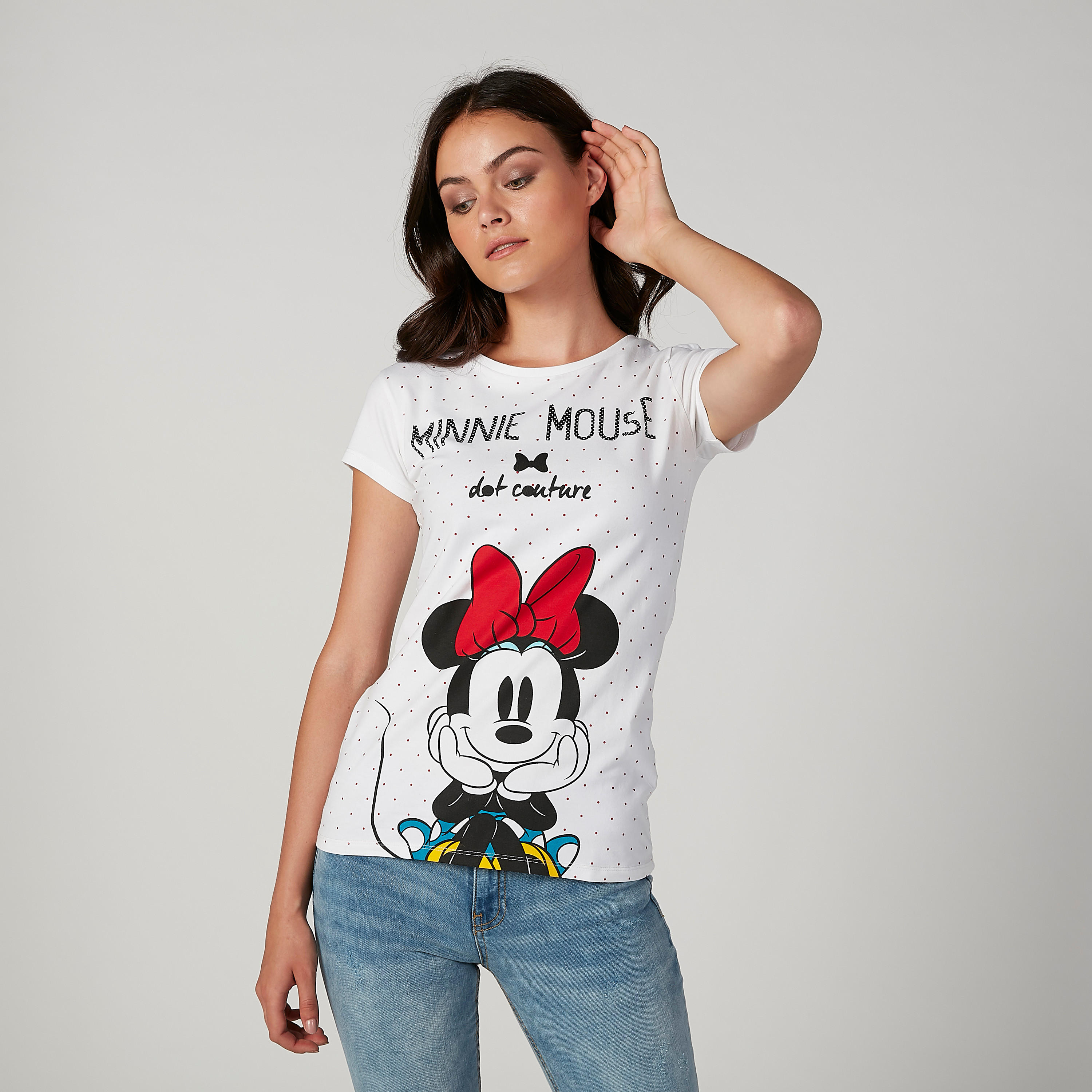 Sustainable Skinny Fit Minnie Mouse Printed Cap Sleeves T-shirt-women-clothing-tshirts-image-1