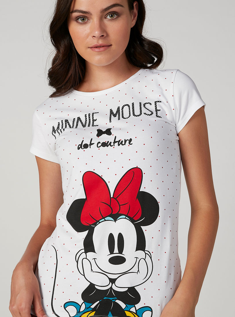 Sustainable Skinny Fit Minnie Mouse Printed Cap Sleeves T-shirt-women-clothing-tshirts-image-3