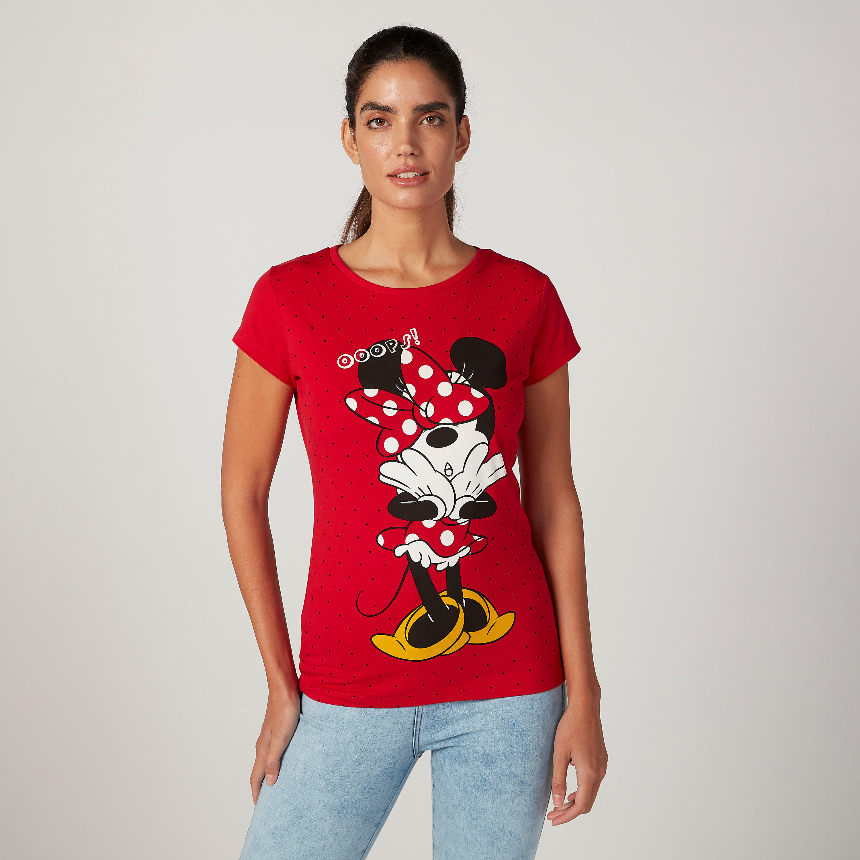 تيشيرت مستدام سكيني وأكمام قصيرة وطبعات ميني ماوس -women-clothing-tshirts-image-1