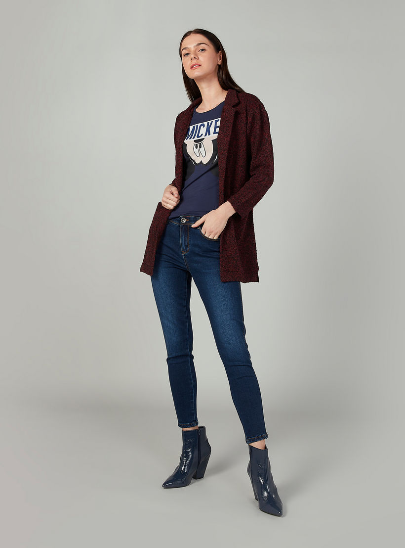 Skinny Fit Micket Mouse Printed Top with Cap Sleeves-women-clothing-tshirts-image-2