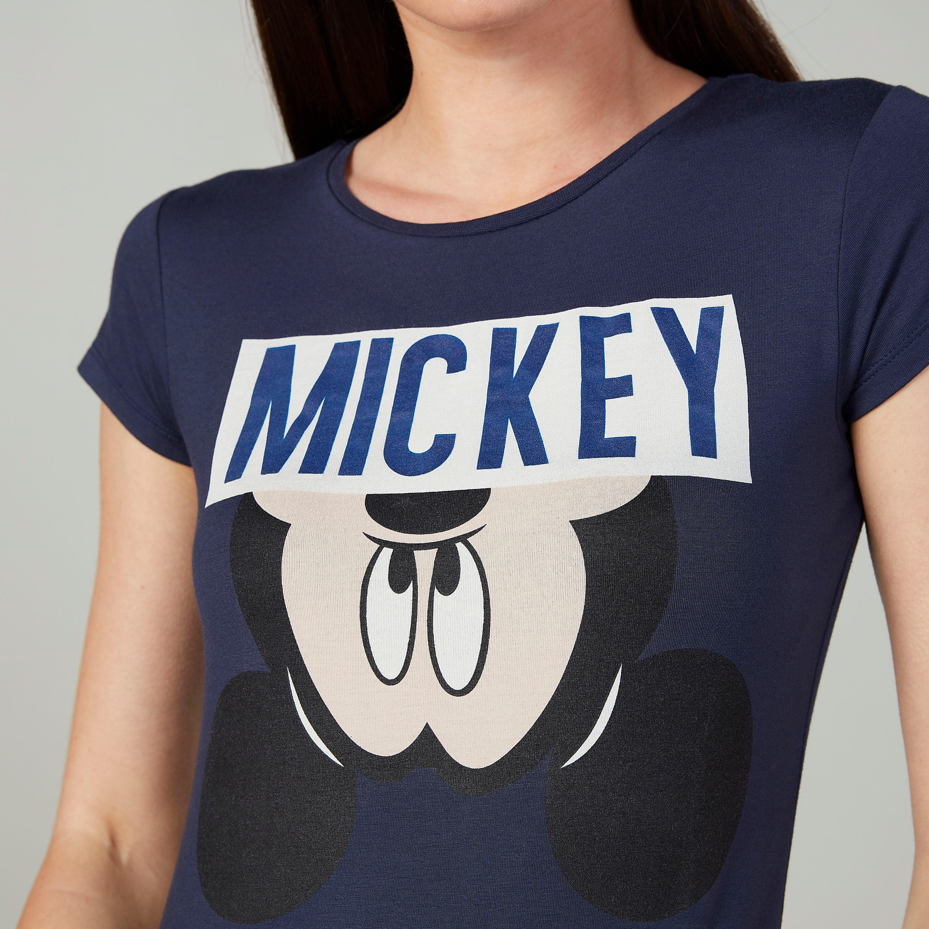 Skinny Fit Micket Mouse Printed Top with Cap Sleeves-women-clothing-tshirts-image-3