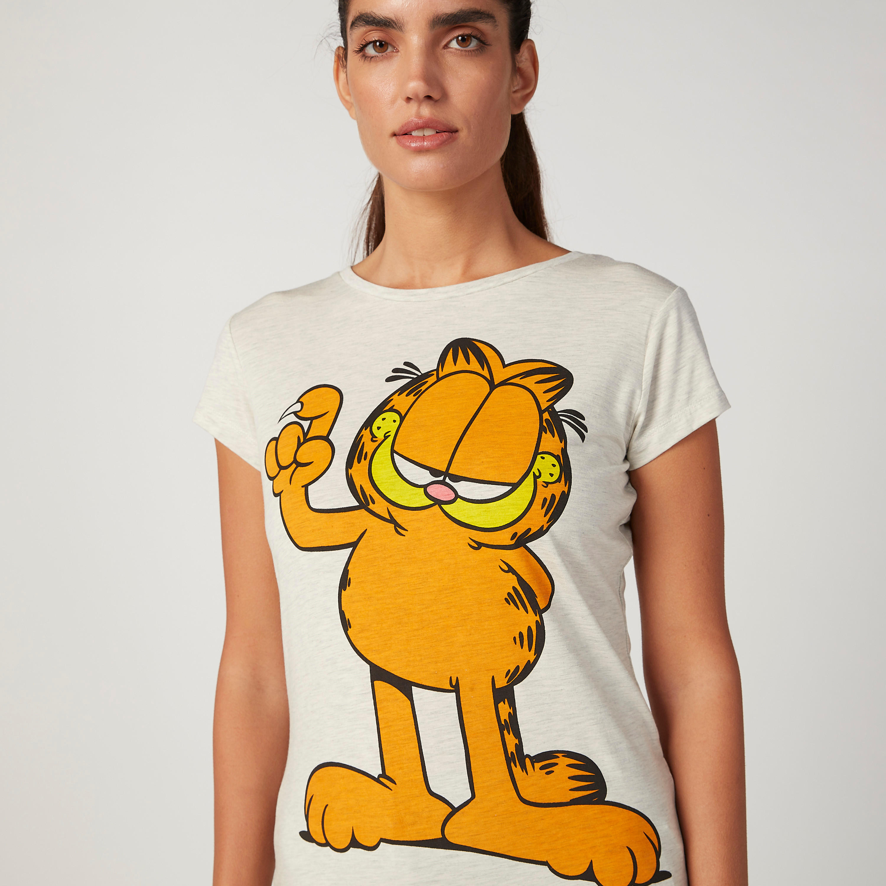 تيشيرت سكيني بياقة مستديرة وأكمام قصيرة وطبعات غارفيلد-women-clothing-tshirts-image-3