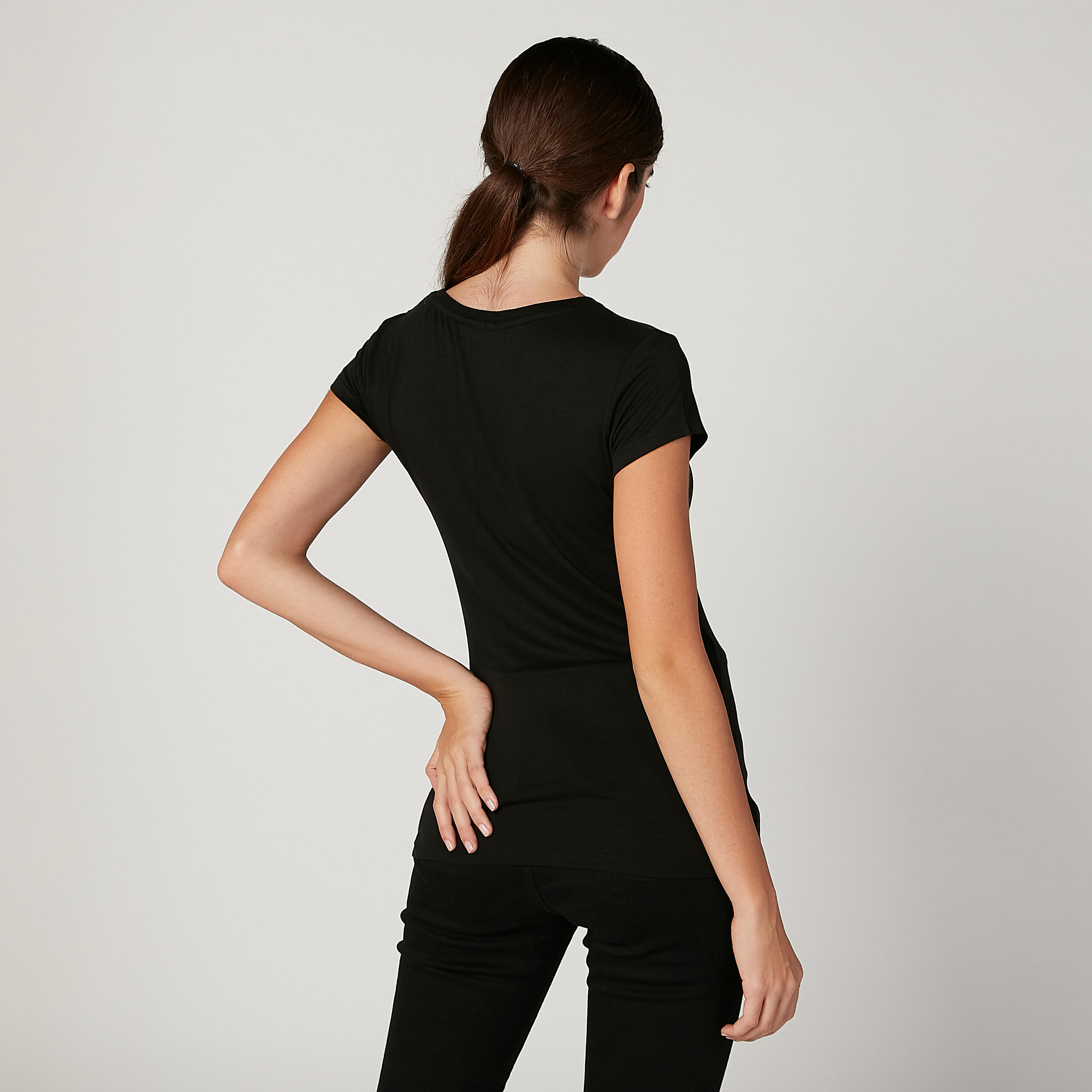 تيشيرت سكيني بياقة مستديرة وأكمام كاب وطبعات هالو كيتي-women-clothing-tshirts-image-4