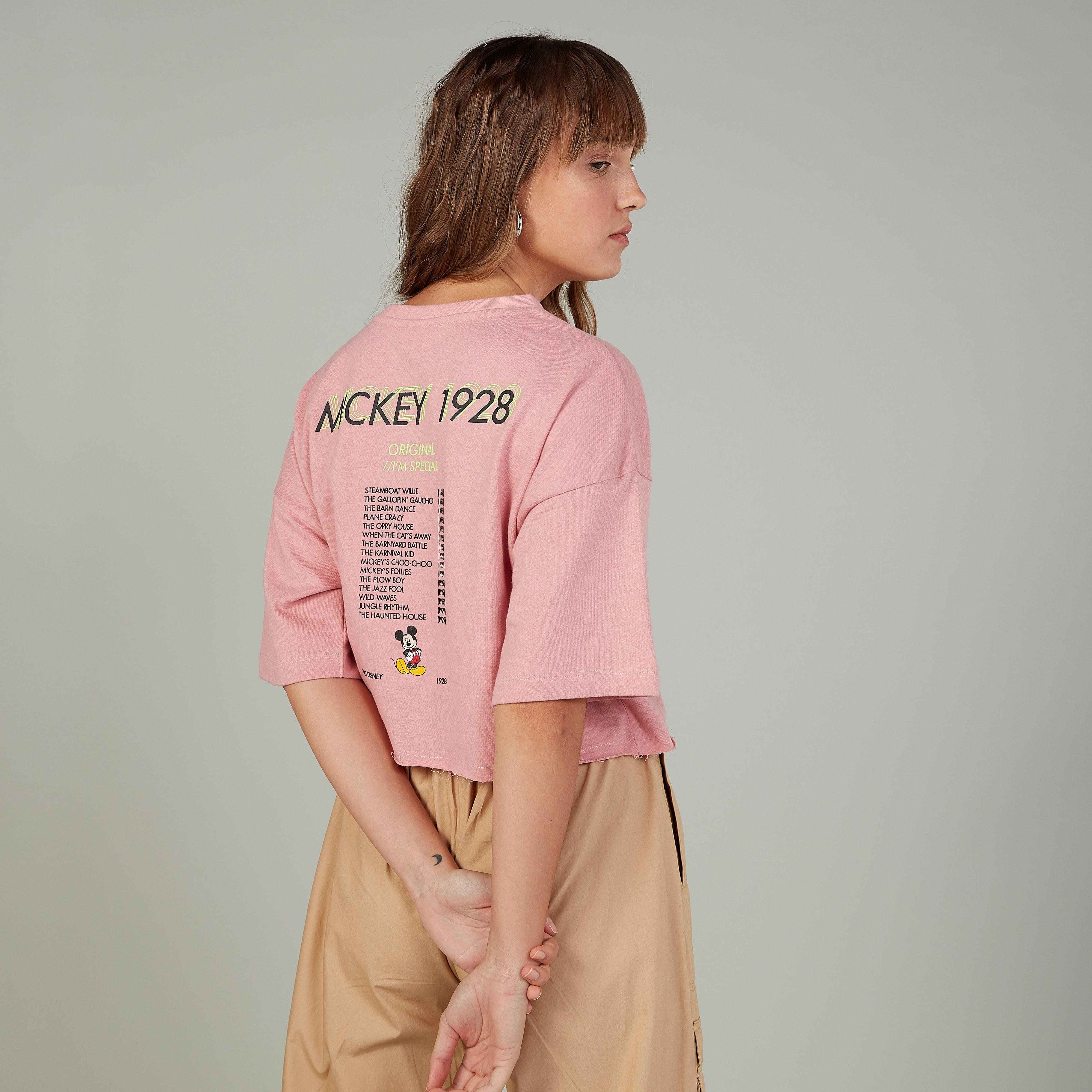 تيشيرت مستدام بأكمام 3/4 وطبعات ميكي ماوس-women-clothing-tshirts-image-4